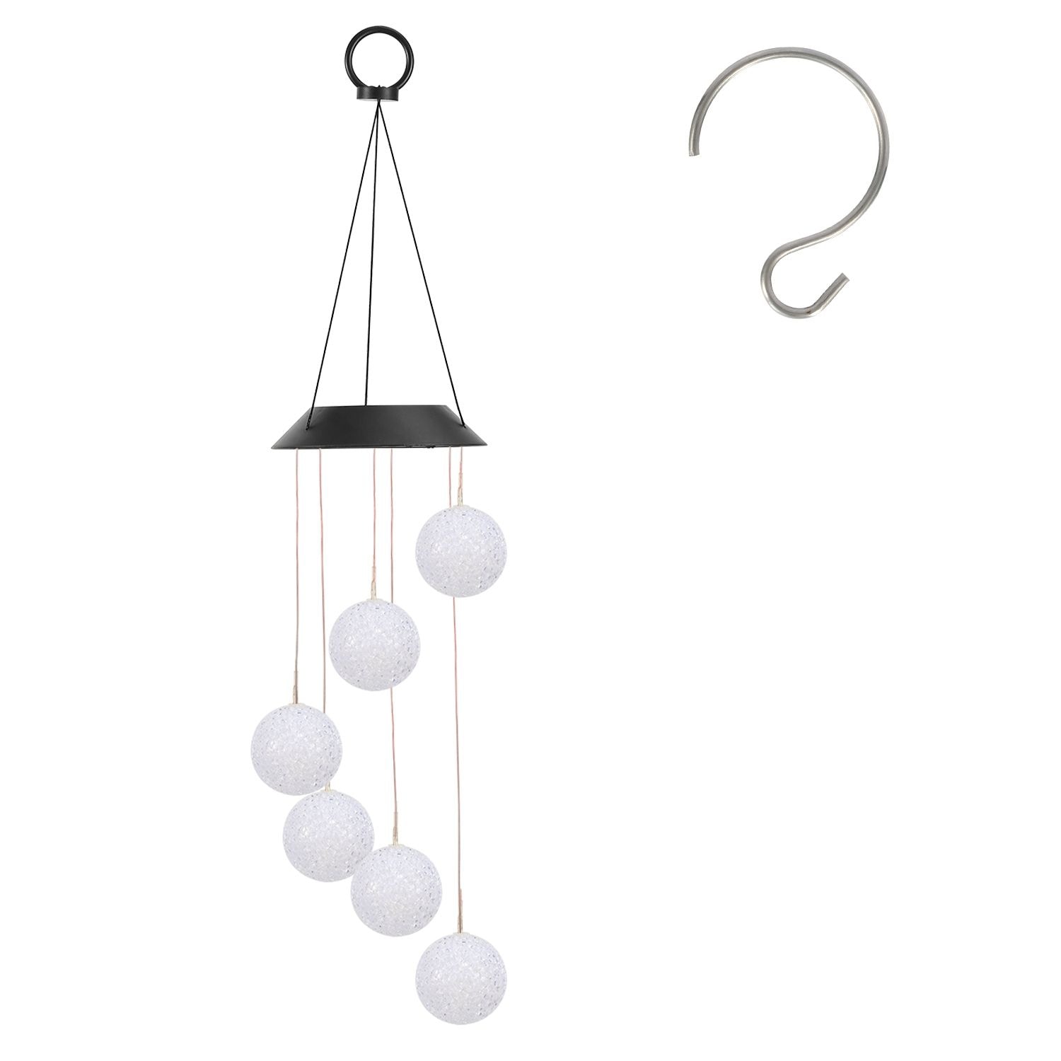 Angel Sar - 7-Color Changing Wind Chime IPX4 Waterproof Solar Ball Multi-Light Outdoor Wind Chime...