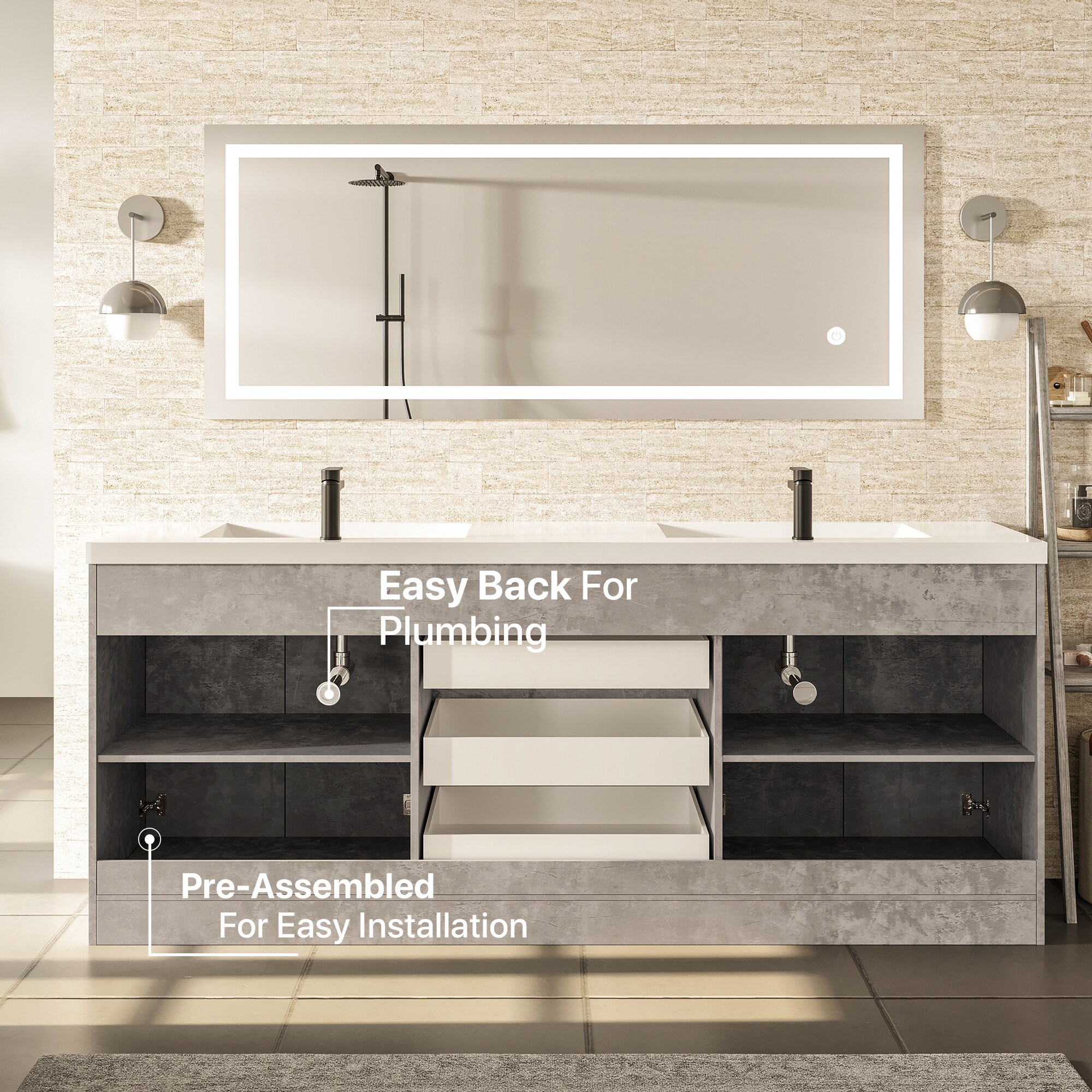 Eviva EVVN1900-8-84CGR Bath-Vanity-Combo - View #6