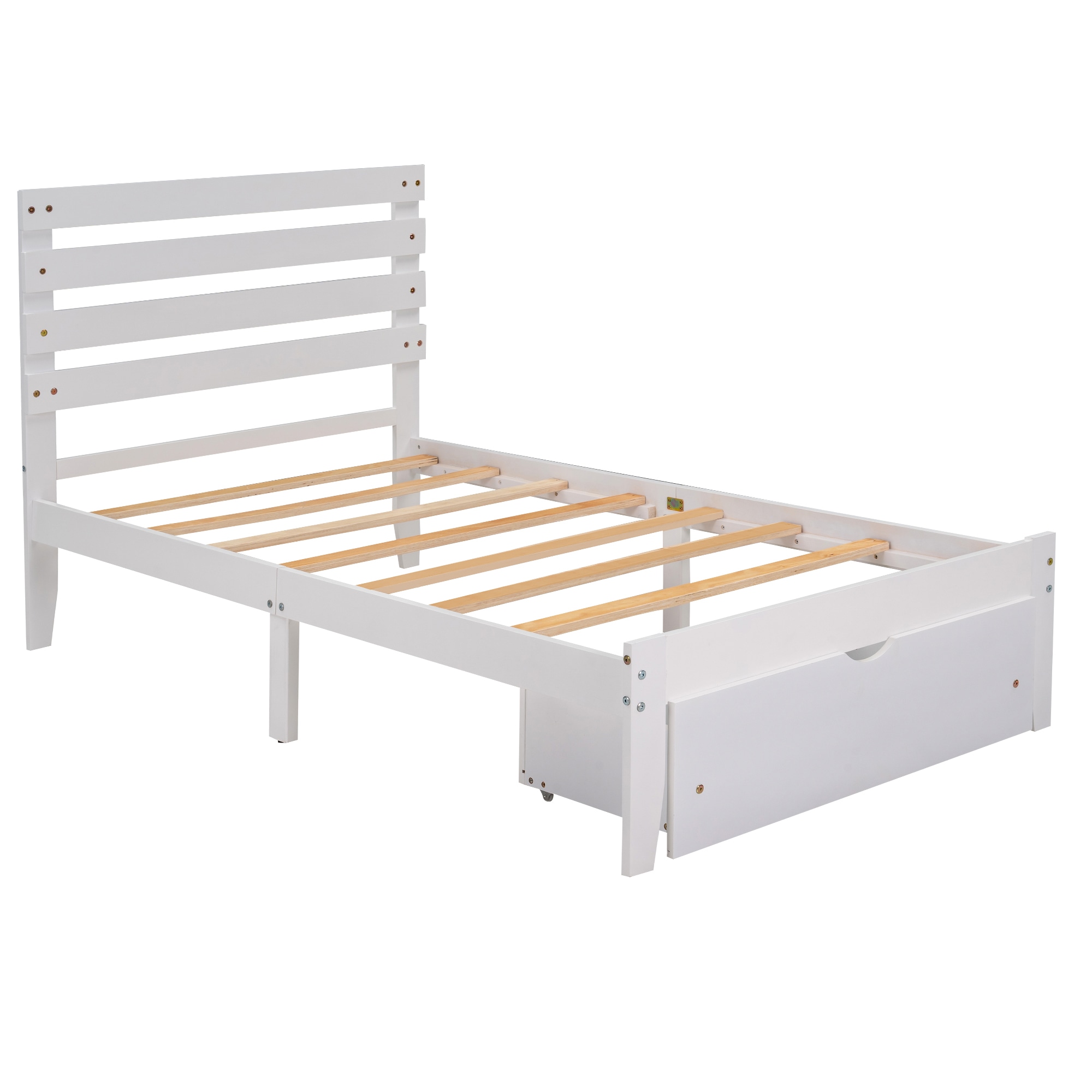 Twin Size Platform Bed with Drawer, White Beds at Lowes.com