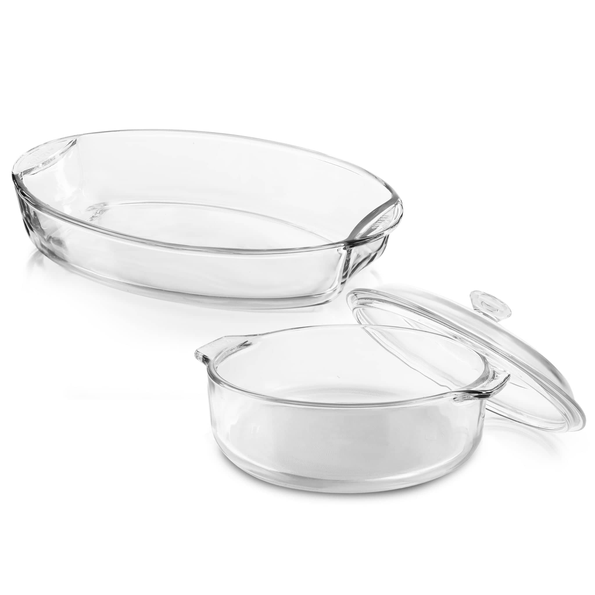 Libbey  Baker's Basics 2 Piece Glass Casserole Baking Dish Set with 1 Glass Cover