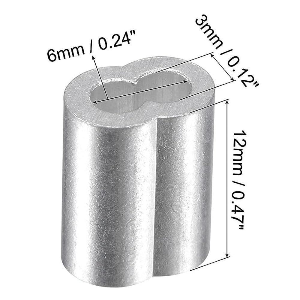Aoibox 200 Piece Aluminum Crimping Loop Sleeves for 3 32 in Wire Rope 2 ...