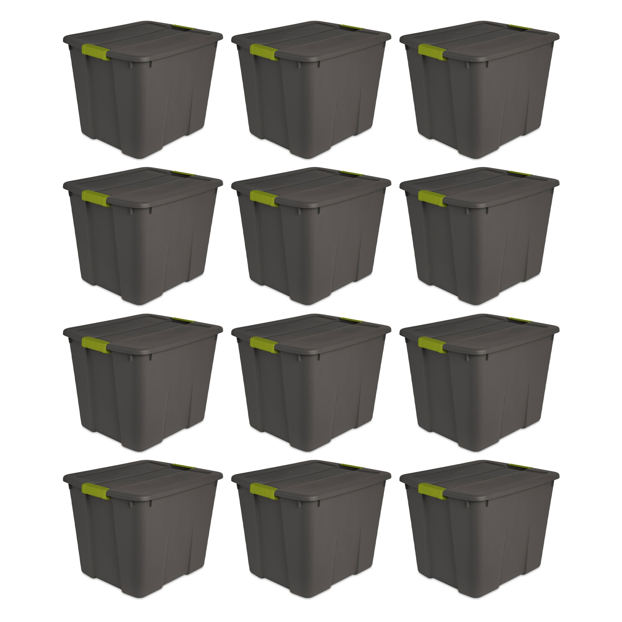 Sterilite 392931 12 -Pack Large 20 -Gallons ( 80 -Quarts ) Gray - 20 Gallon Heavy Duty Stackable Tote with Latching Lid
