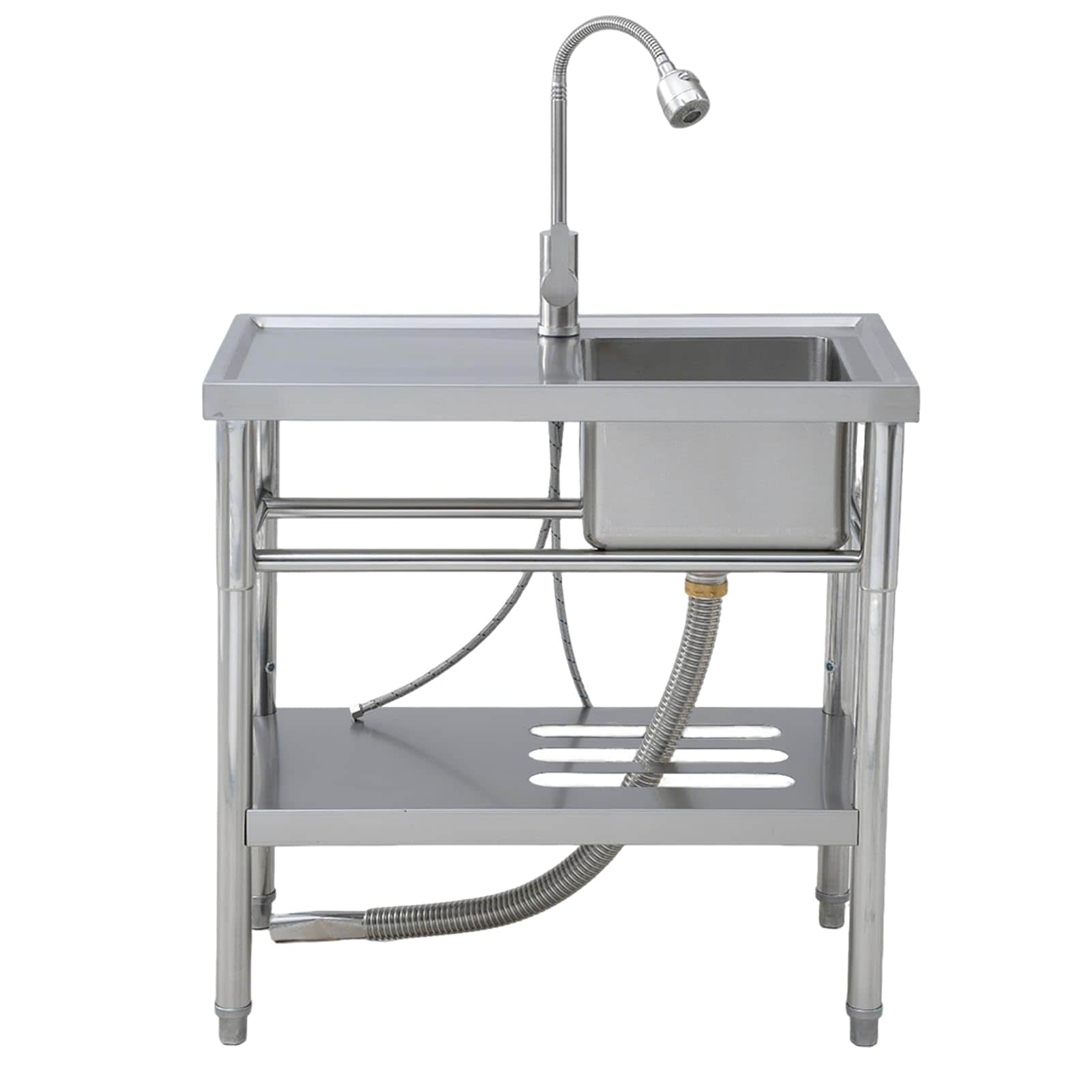 GarveeLife 29.5-in W x 15.7-in D x 29.5-in H 1-Basin Freestanding Stainless Steel Utility Sink with Faucet and Drainboard