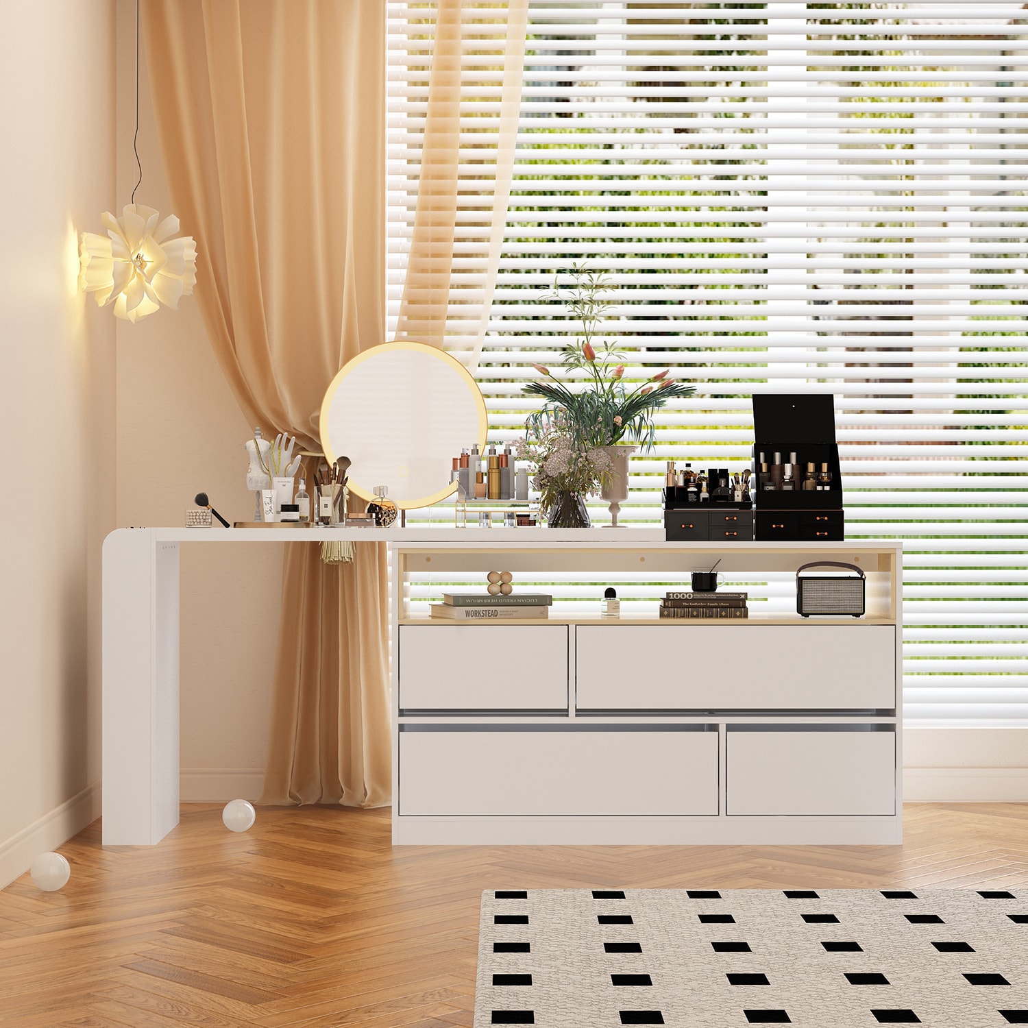 FUFU&GAGA KF150185-01 47.2-in White Makeup Vanity