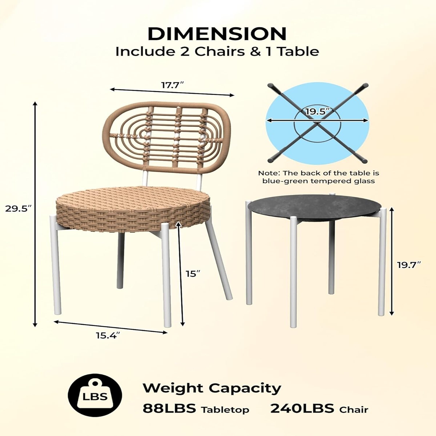 Curated visual reference: Stylish Textured Lighting Ideas For Apartments Reference: Garveelife Three Piece White And Brown Wicker Bistro Set With