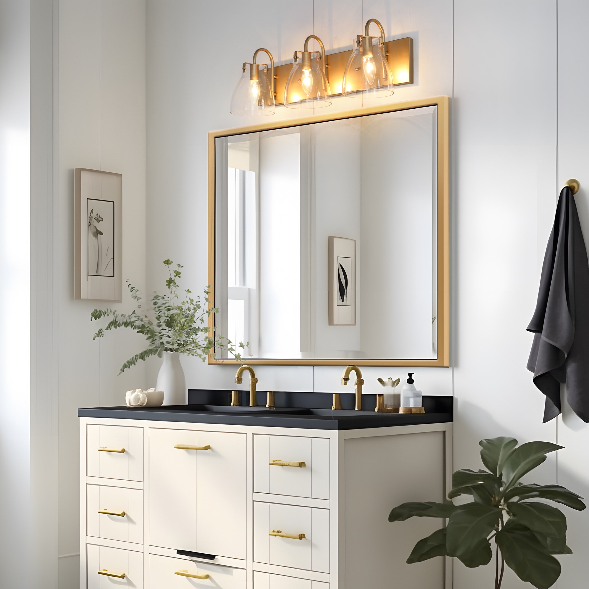 LNC Pursuit 22-in 3-Light Matte Gold LED Modern/Contemporary Vanity ...