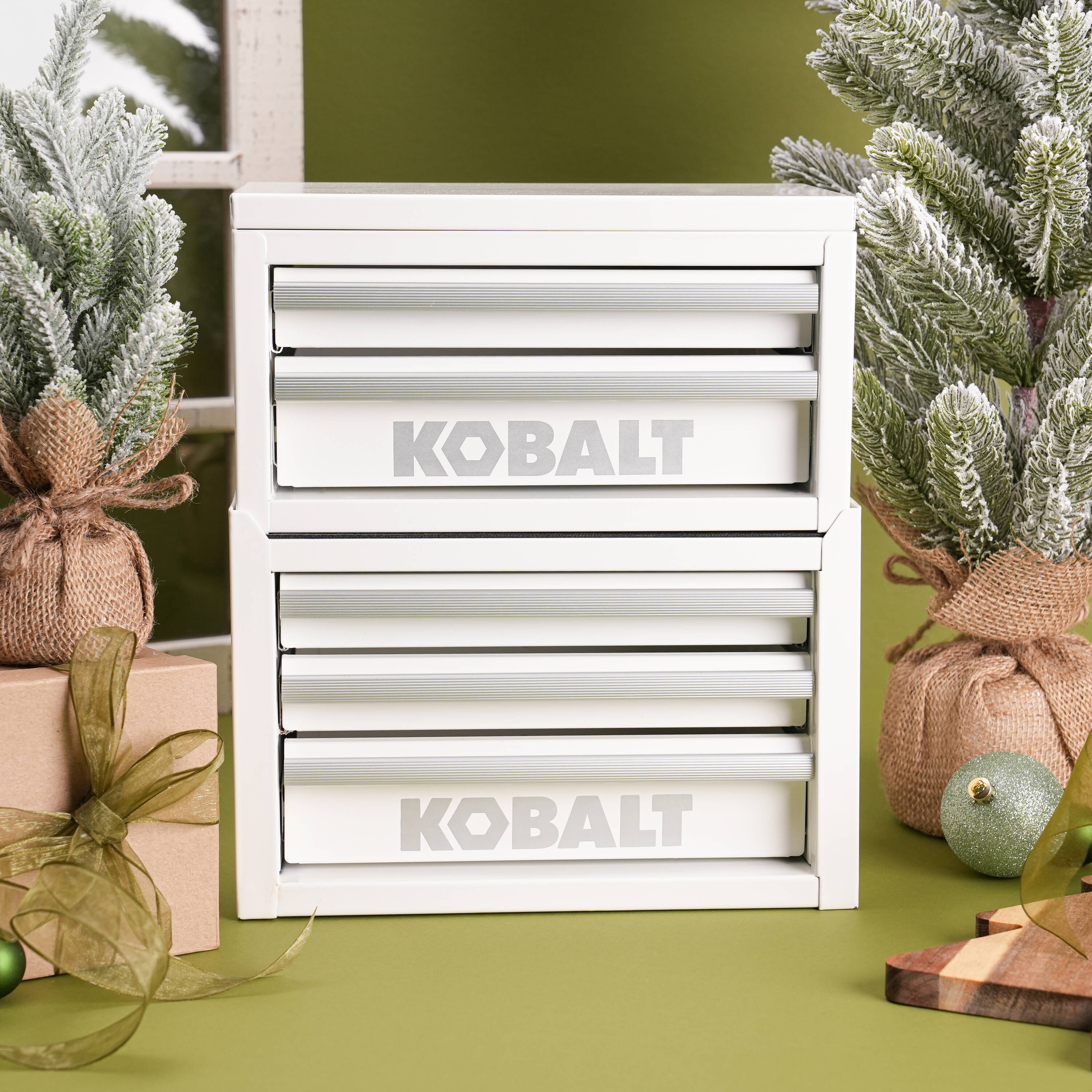 Kobalt Mini-Base 11-in W x 7.4-in H x 6.22-in D 3-Drawer White Steel Tool Box