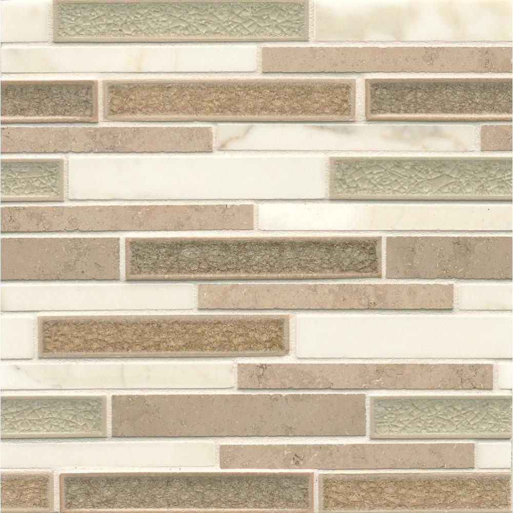 Bedrosians DECKISSERRIB Kismet Serene 11-in x 13-in Multi-finish Ceramic; Stone Marble/Limestone Linear Wall Tile