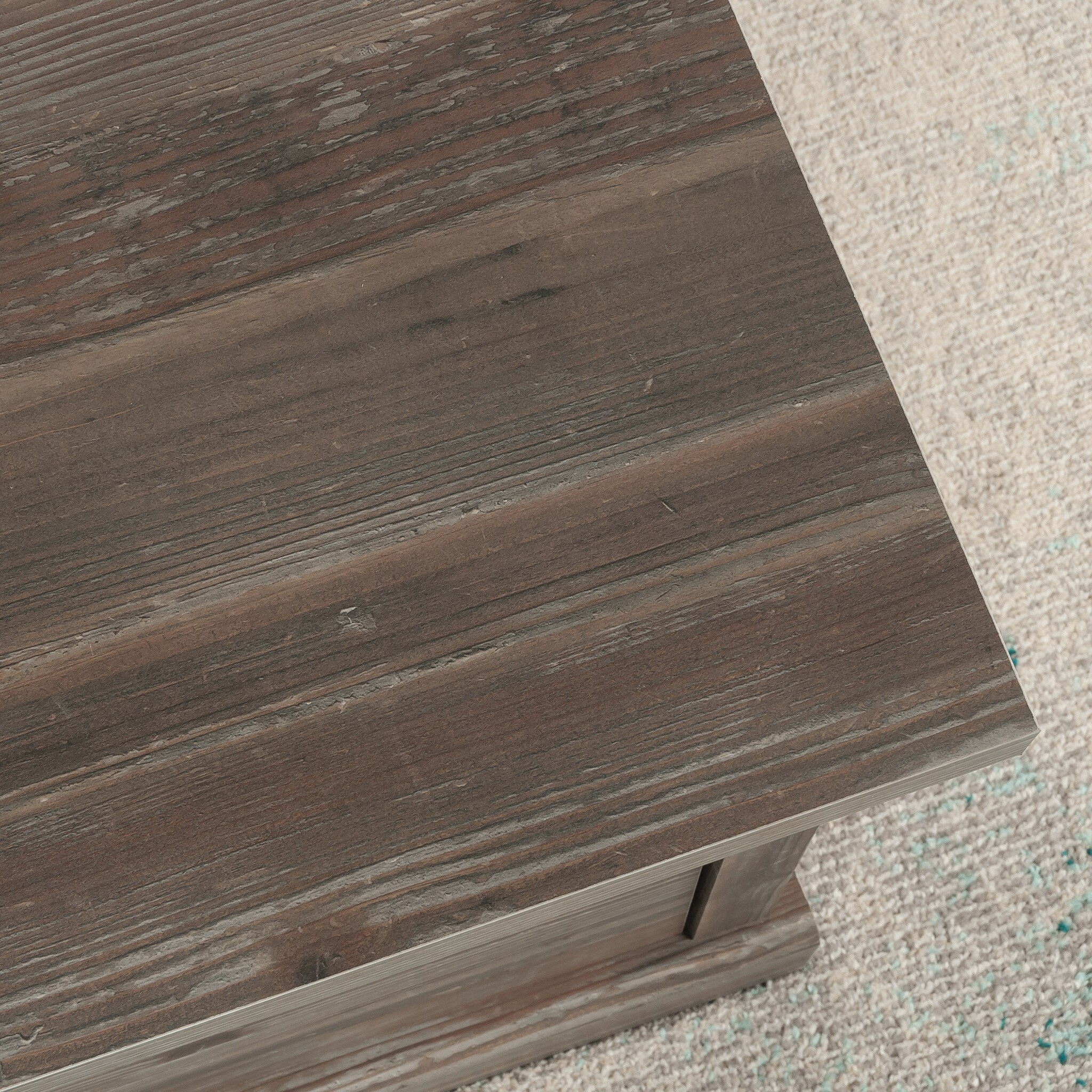Pebble Pine Square Wood Coffee Table with Storage
