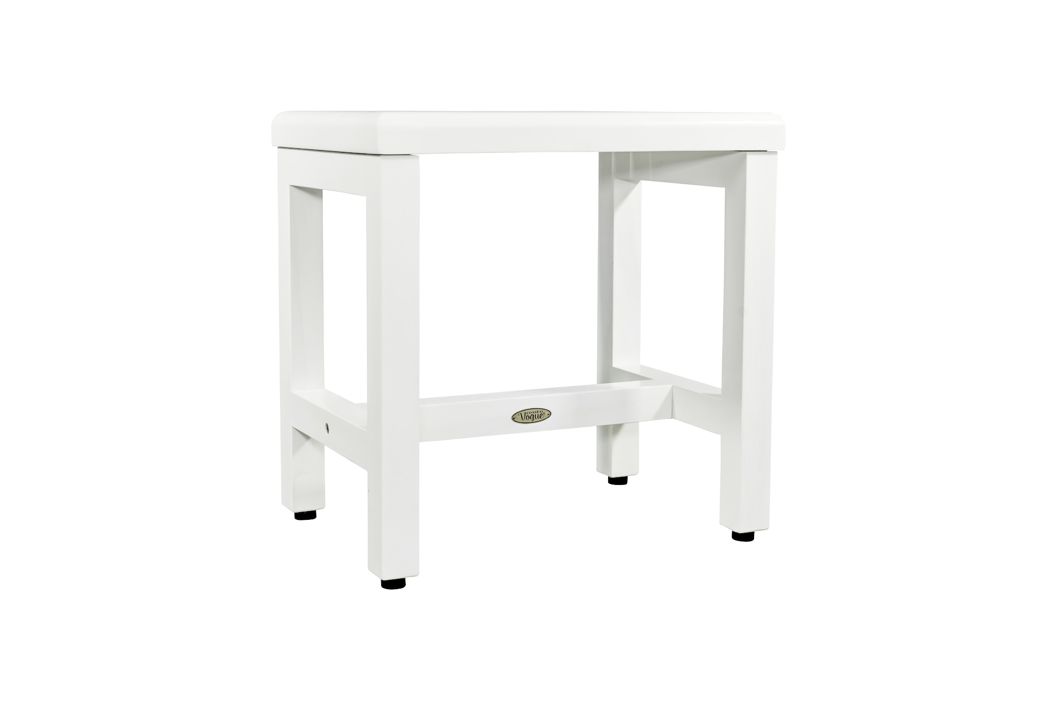 18" White Teak Wood Shower Safety Bench