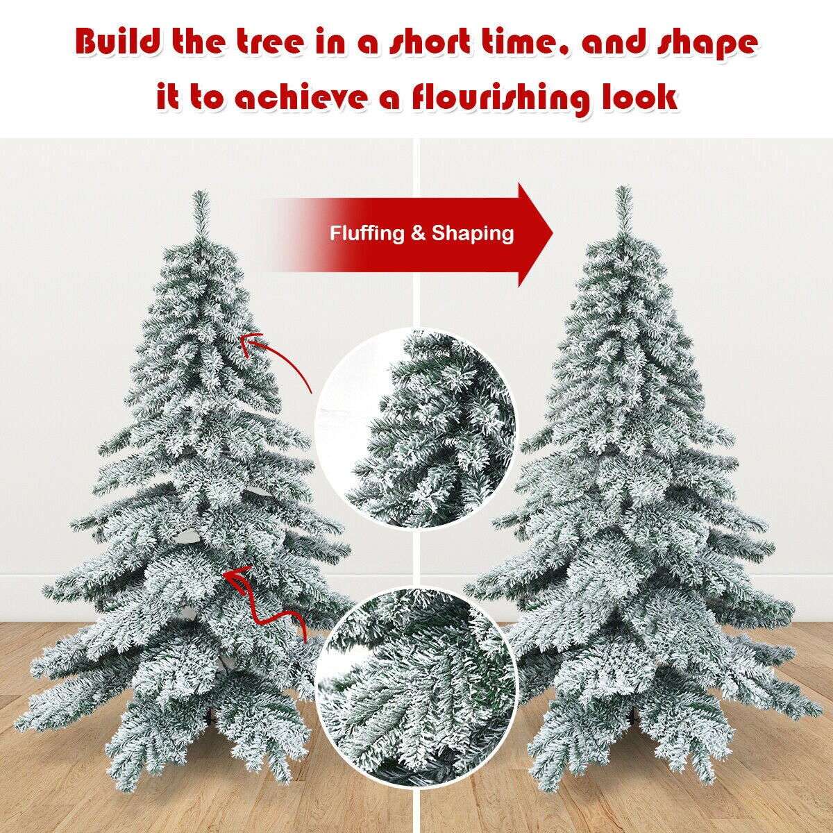 WELLFOR 6-ft Flocked Artificial Christmas Tree CM-HJY-22815 at Lowes.com