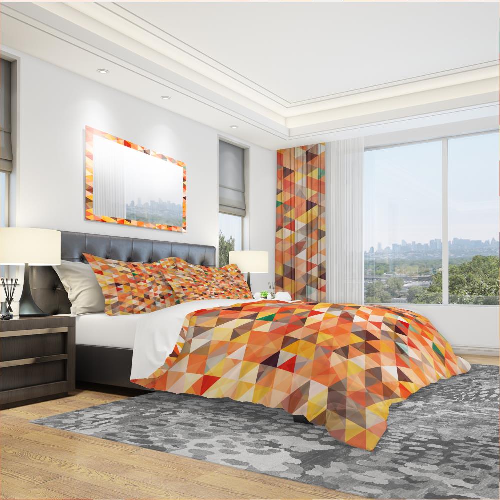 Designart BED18628-T 3 -Piece Orange Twin Duvet cover Set
