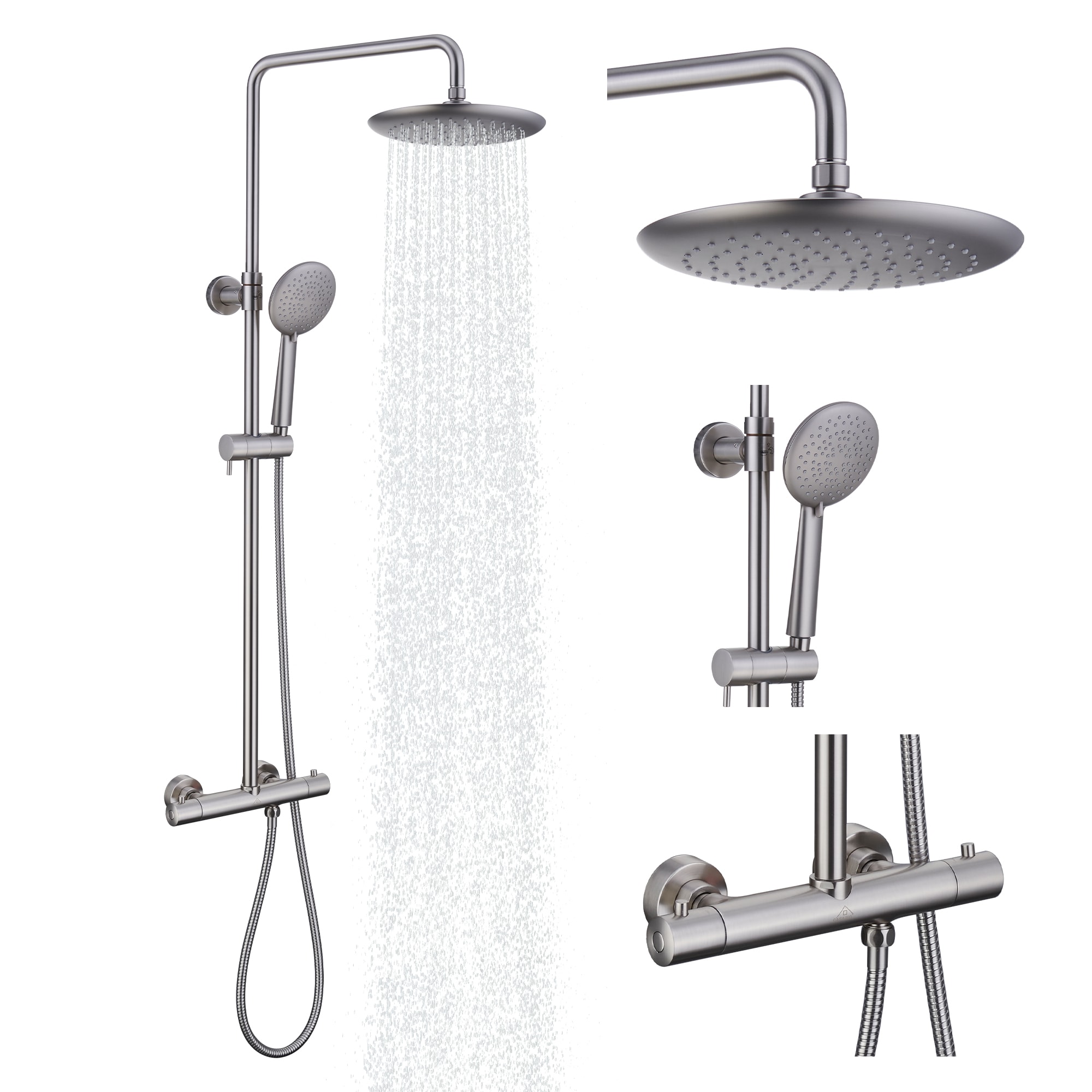 CASAINC CASA08MB-10 Brush Nickle 10-in Built-In Shower Faucet System with 2-way Diverter ( Thermostatic Valve Included )