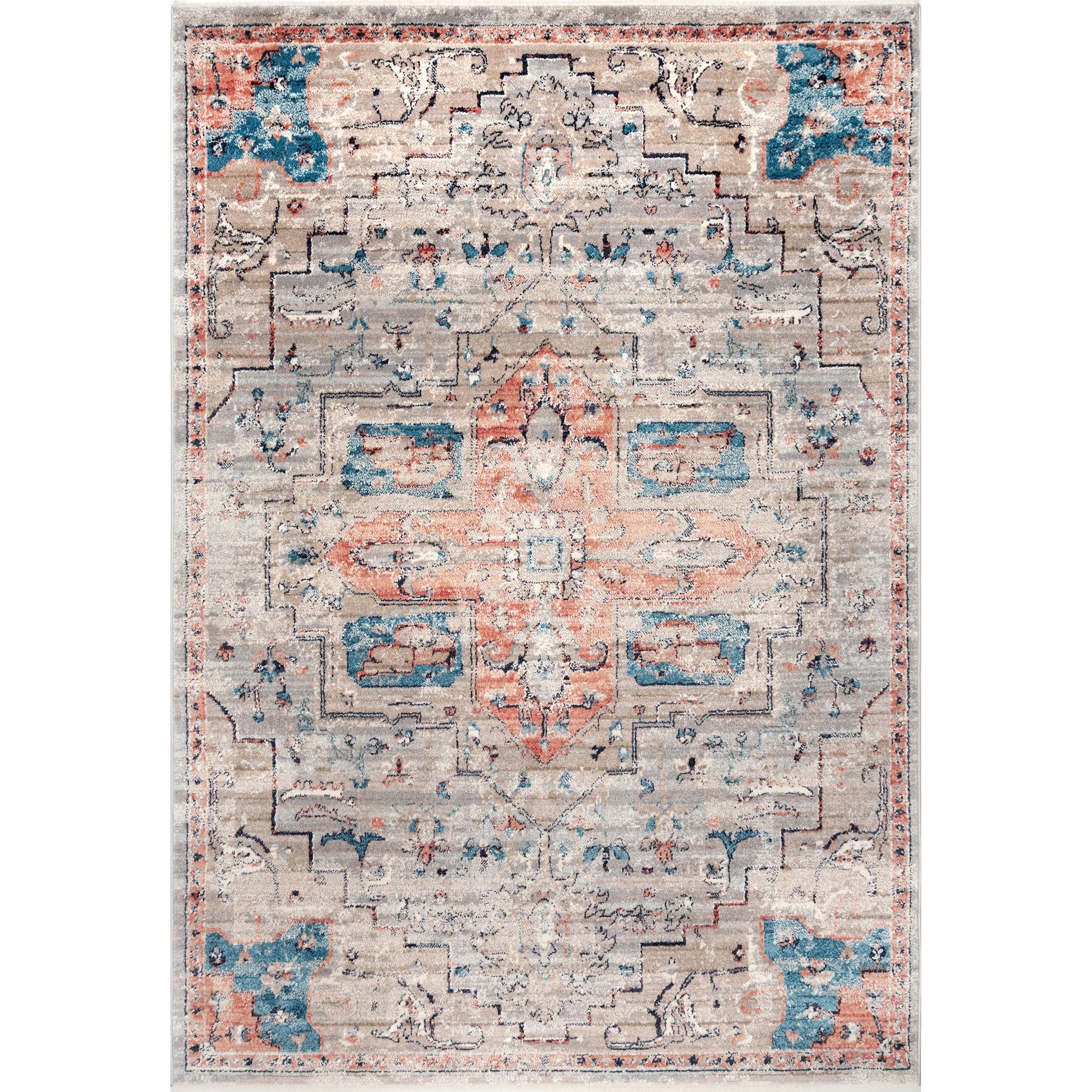 nuLOOM KKDL03B-6709 6 x 9 (ft) Loomed Polypropylene Beige Rectangular Indoor Distressed/Overdyed Vintage Area rug