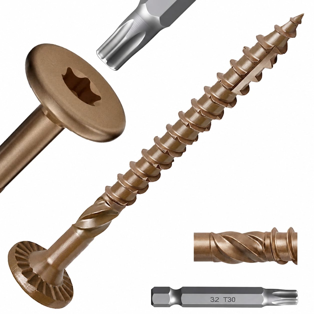 Yichuhaoxi  14 x 2 7 8 Inch Wood Structural Lag Screws 50Pcs Star Drive Decking Wood Screws Rust Resistant Timber Screws for Timber Log