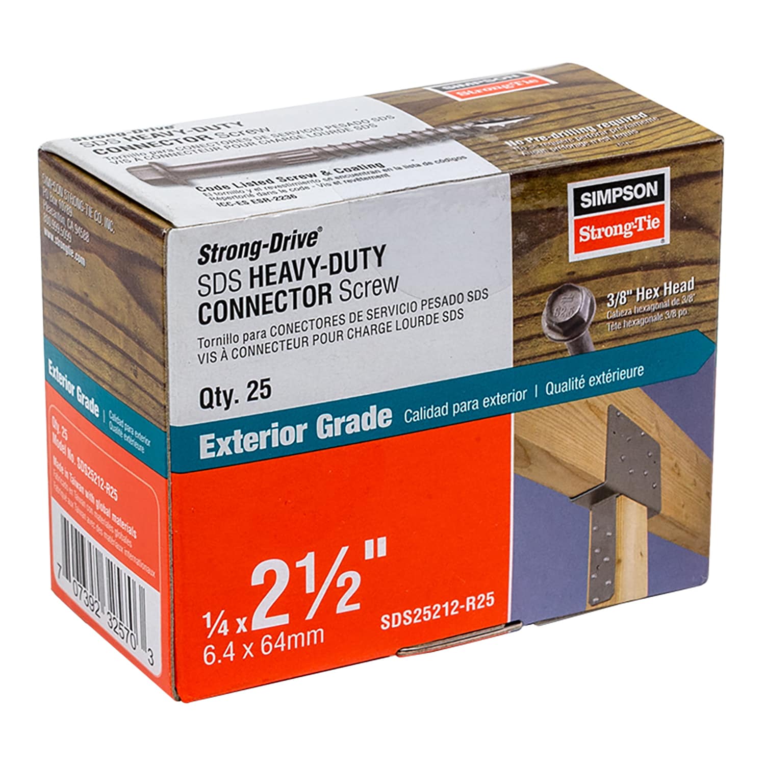 Simpson Strong-Tie 1/4-in x 2-1/2-in Double-barrier Strong-Drive SDS  Exterior Wood Screws (25-Per Box) in the Wood Screws department at