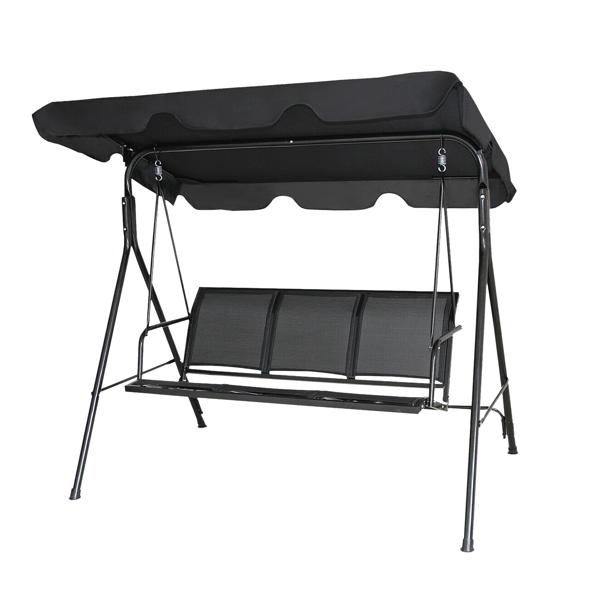 WELLFOR DOJ70492BK 3 -person Black Steel Outdoor Swing