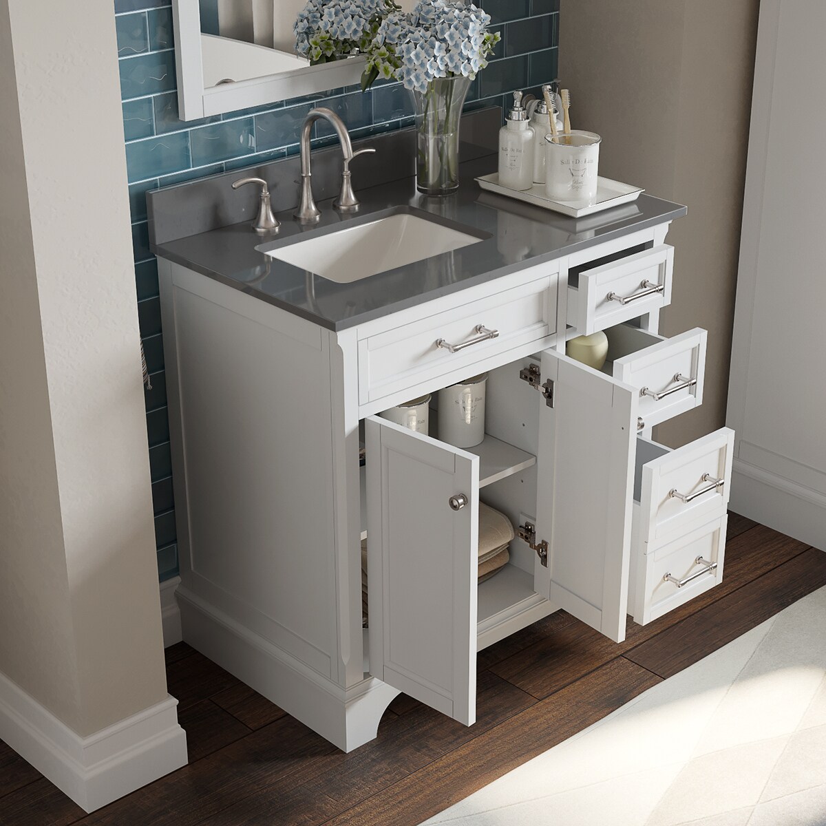 allen + roth Roveland 36-in White Undermount Single Sink Bathroom ...