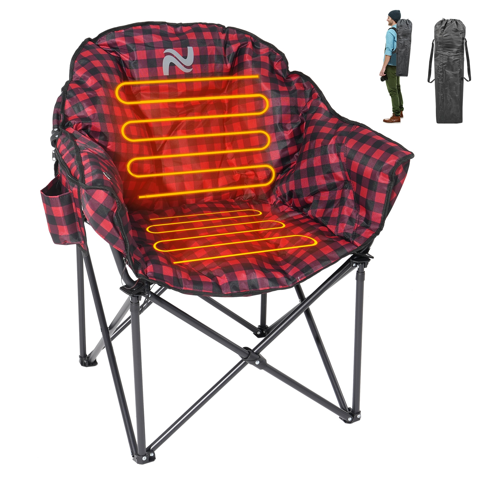 Esazn HWLYY-Y-STRI-RED-H Polyester Red Folding Camping chair Carrying Strap/Handle Included