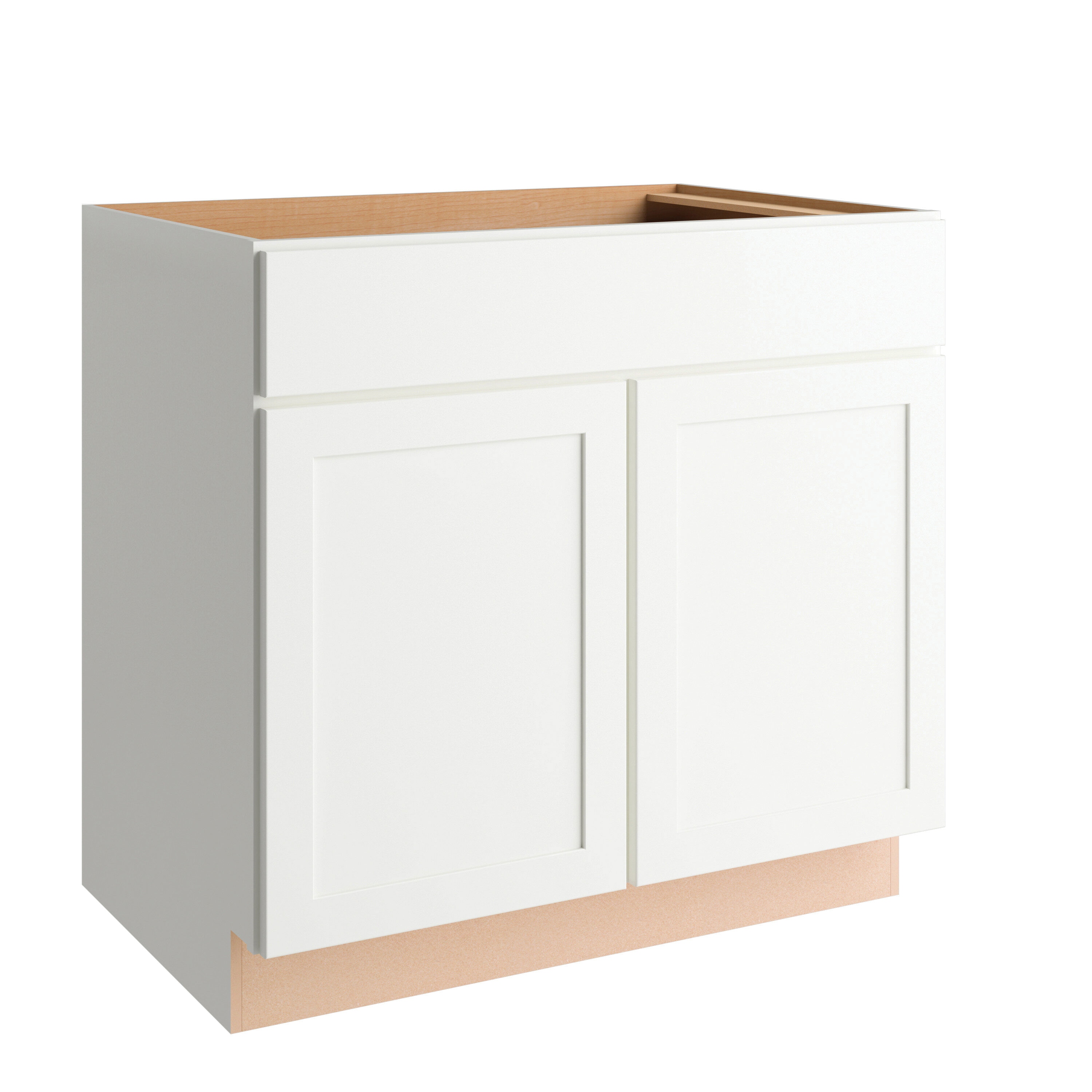 Project Source B36W 36-in W x 34.5-in H x 24-in D White Painted Door and Drawer Base Fully Assembled Cabinet (Recessed Panel Shaker Door Style)