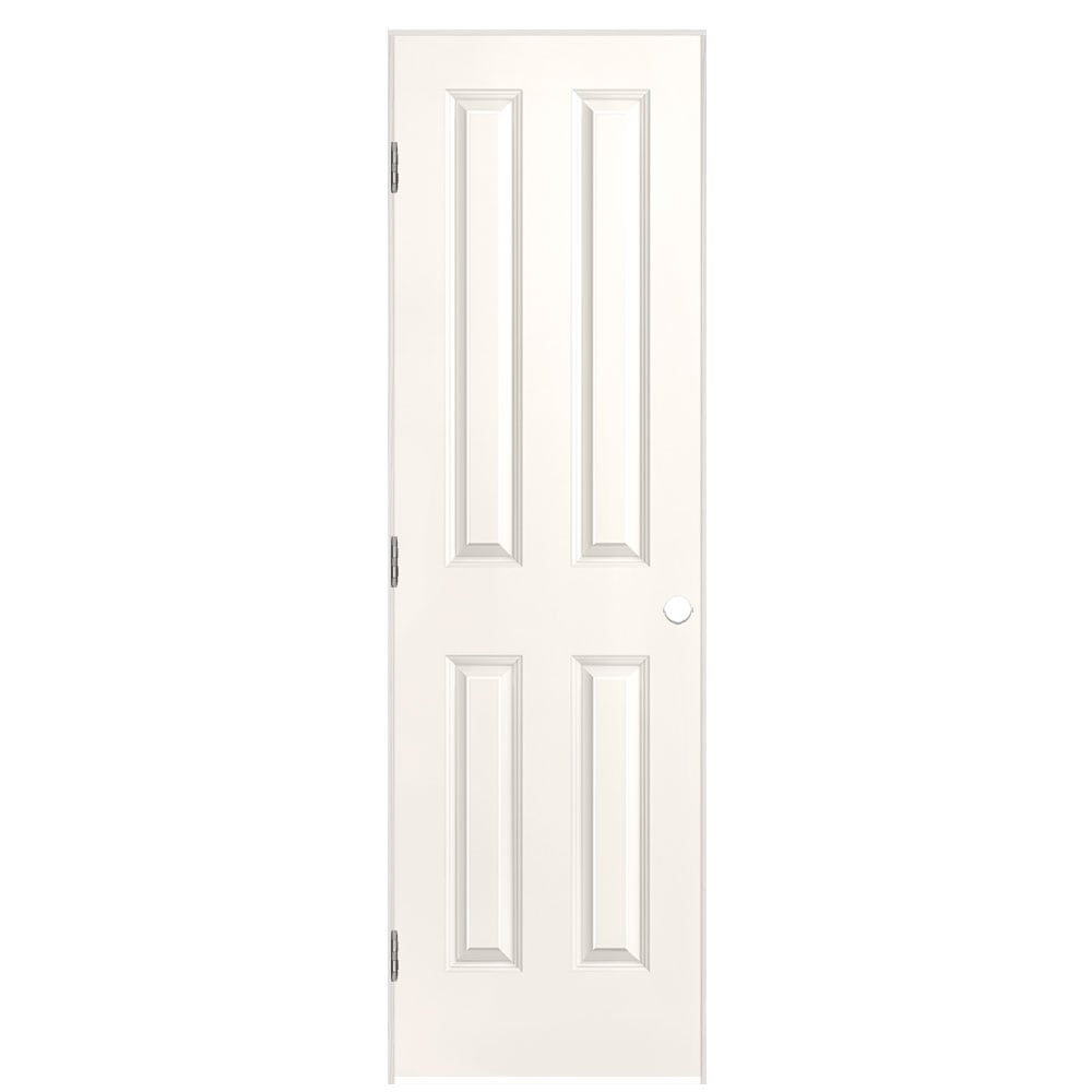 Traditional 24-in x 80-in White 4 Panel Square Hollow Core Prefinished Molded Composite Right Hand Single Prehung Interior Door | - Masonite 1316273
