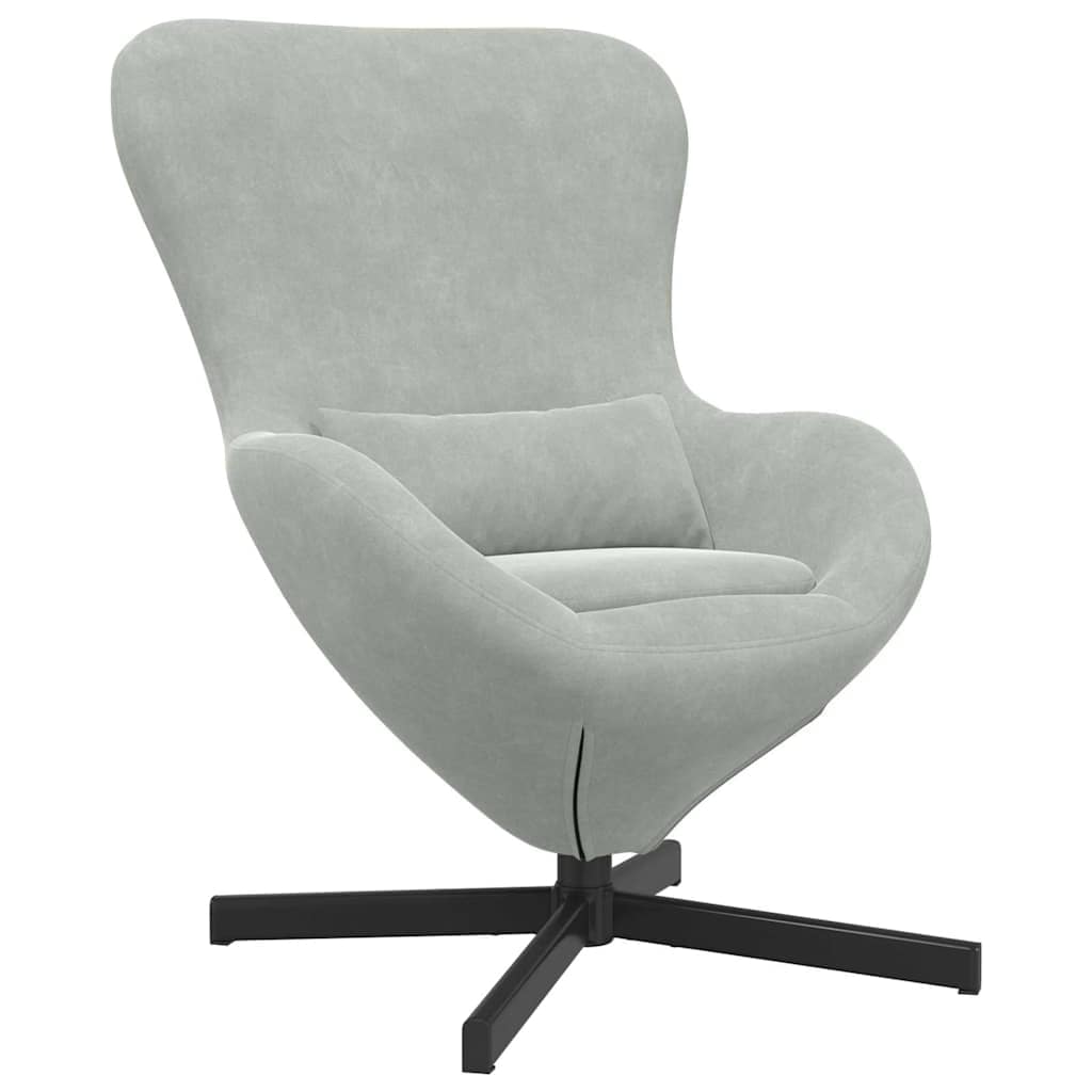 vidaXL  Egg Chair Light Grey 24.80 x 28.74 x 35.43 in Velvet