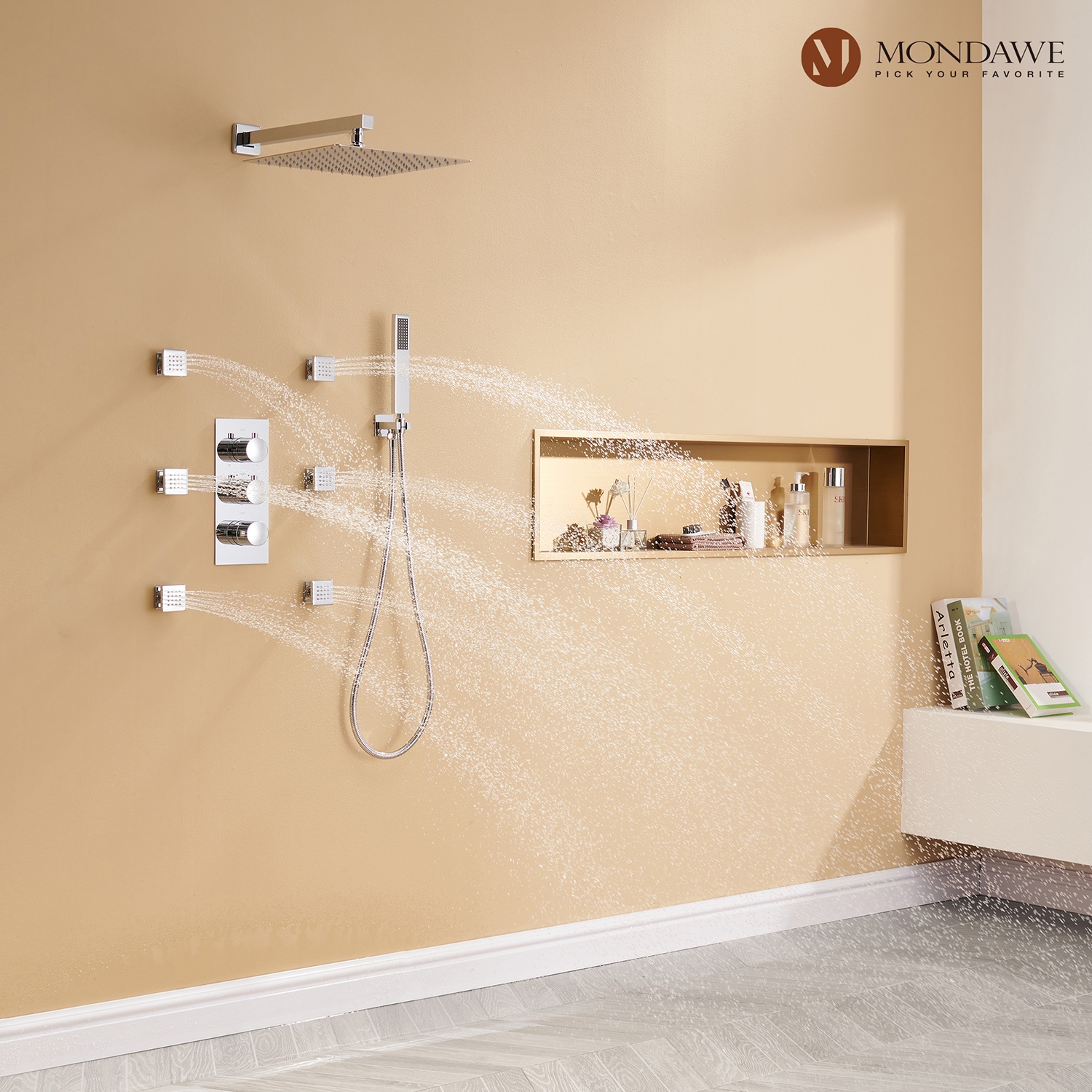 Mondawe WF6001-12CH Showerhead-Bar-Panels - View #2