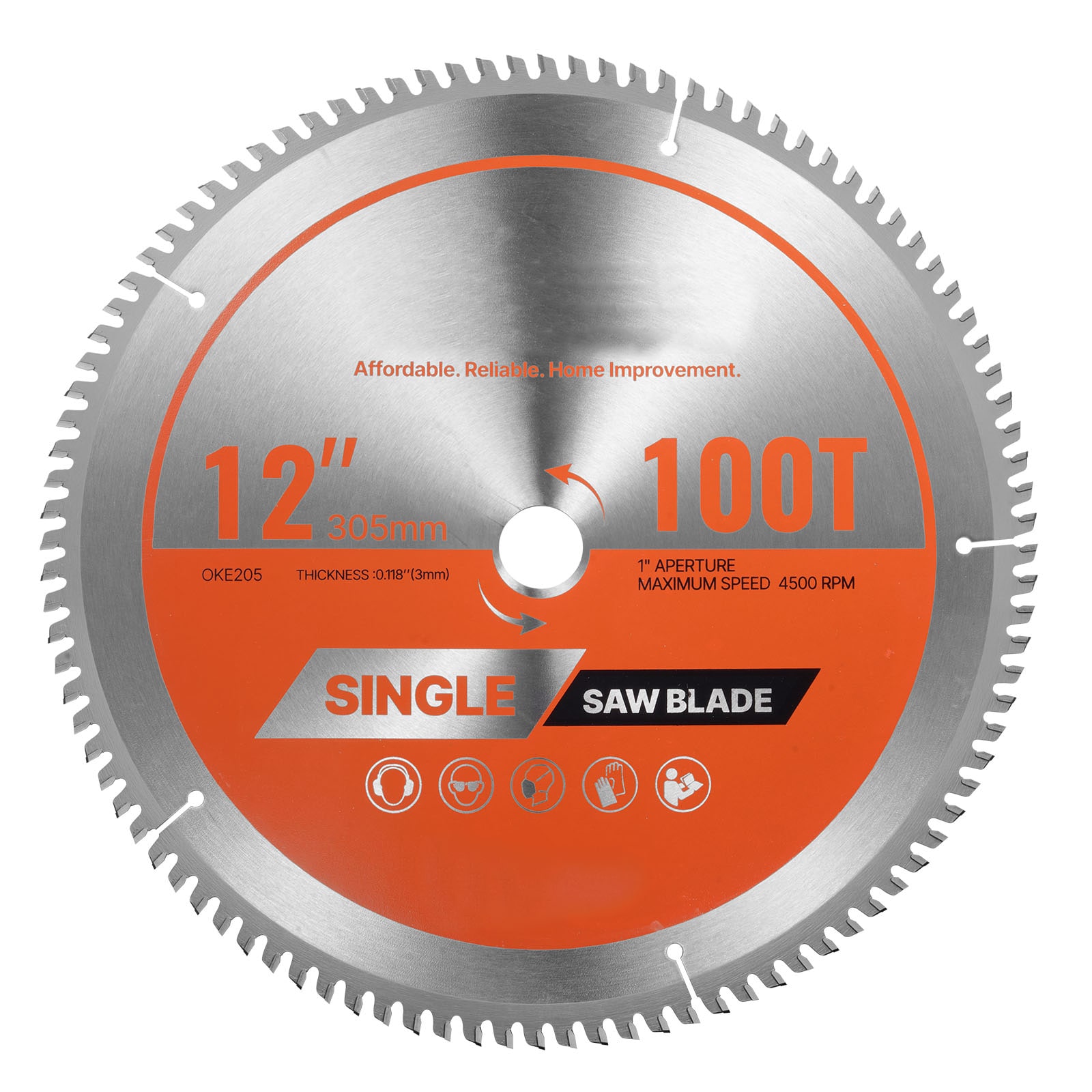 VEVOR Circular Saw Blade  12 inch Diameter  100 Sharp Alloy Teeth  1 inch Arbor  Fine Finish  Aluminum Cutting Blade for Circular Saw  with Noise-Reducing Heat Vents  for Cutting Steel and Metal