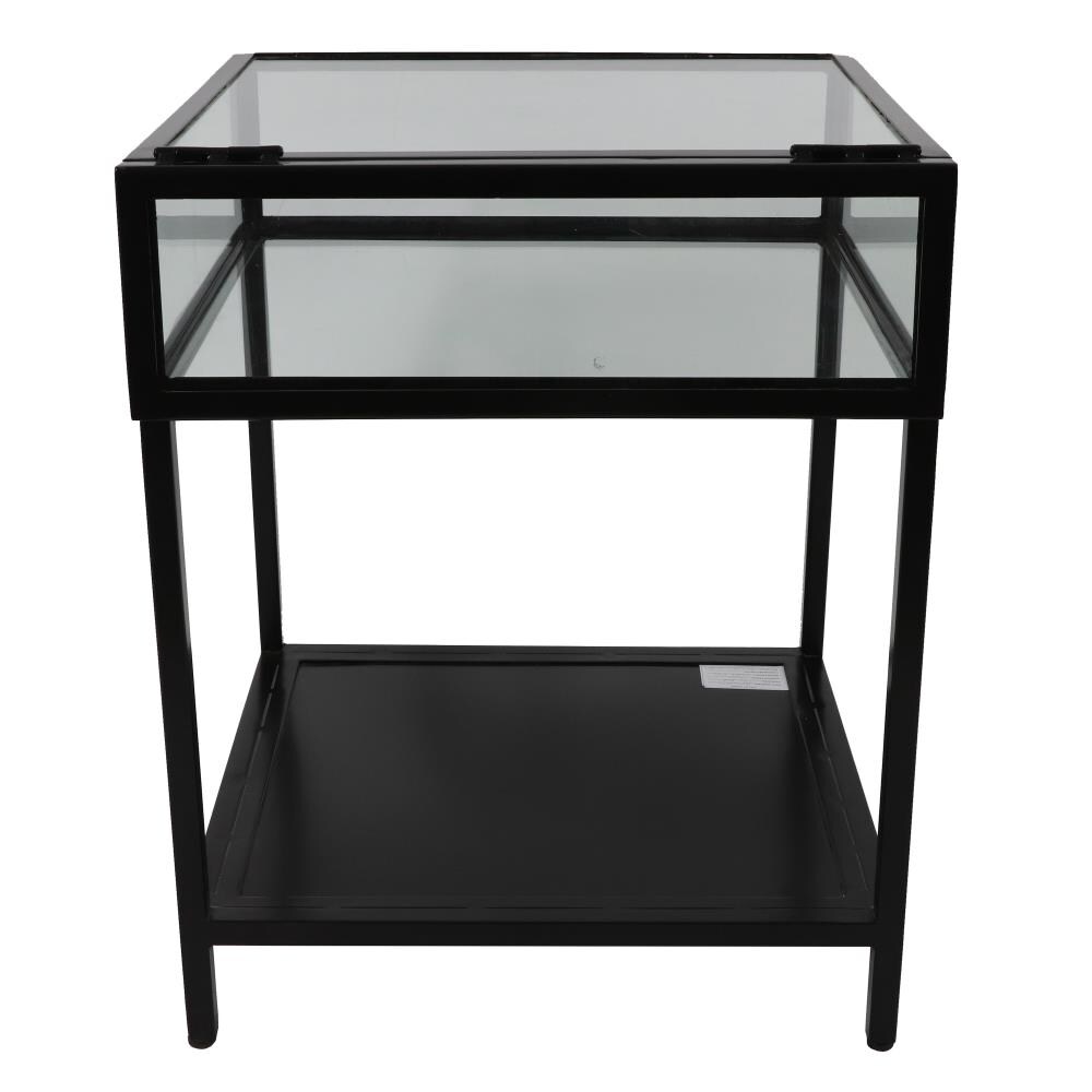 Decor Therapy Black Powdercoat And Clear Glass End Table In The End Tables Department At Lowes Com