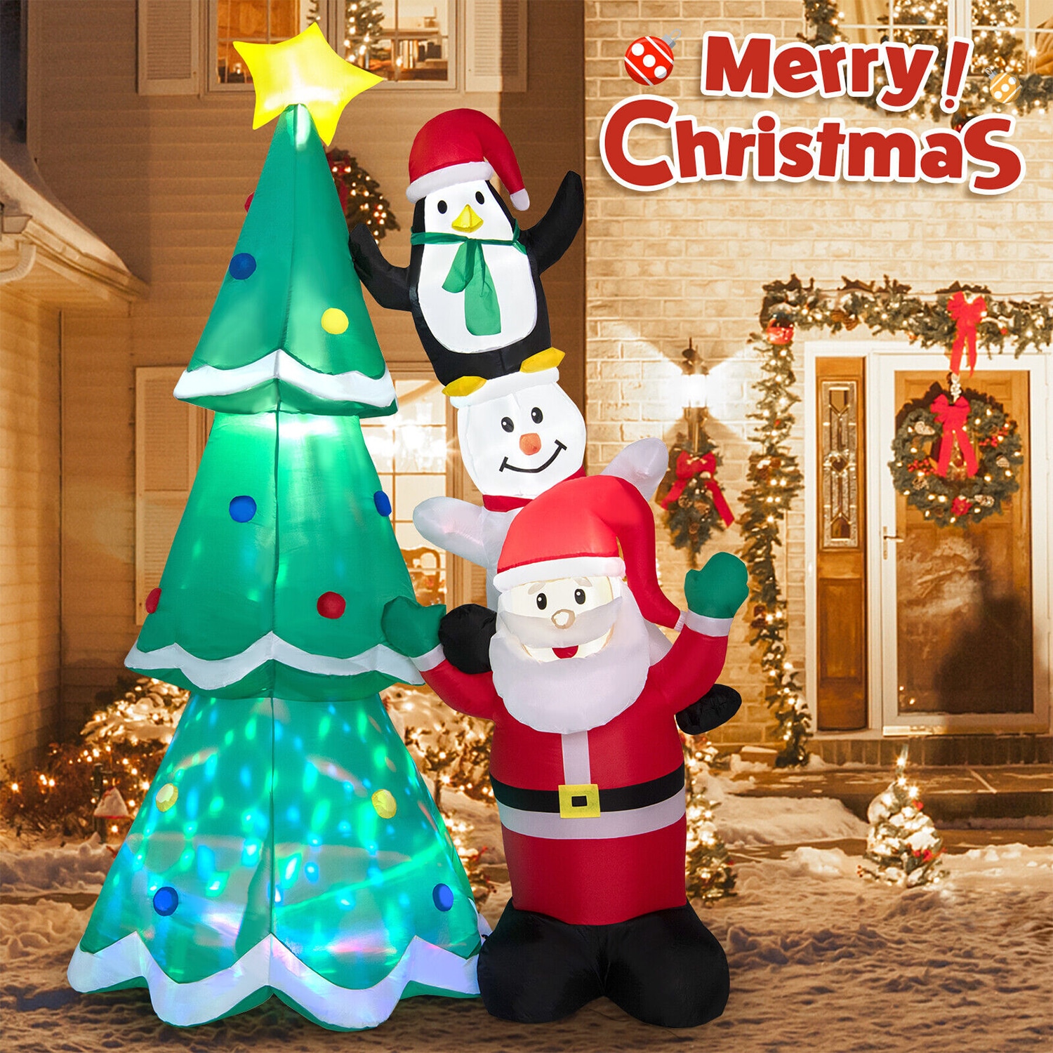 Wellfor 8 7 Ft Lighted Christmas Tree S Christmas Inflatable