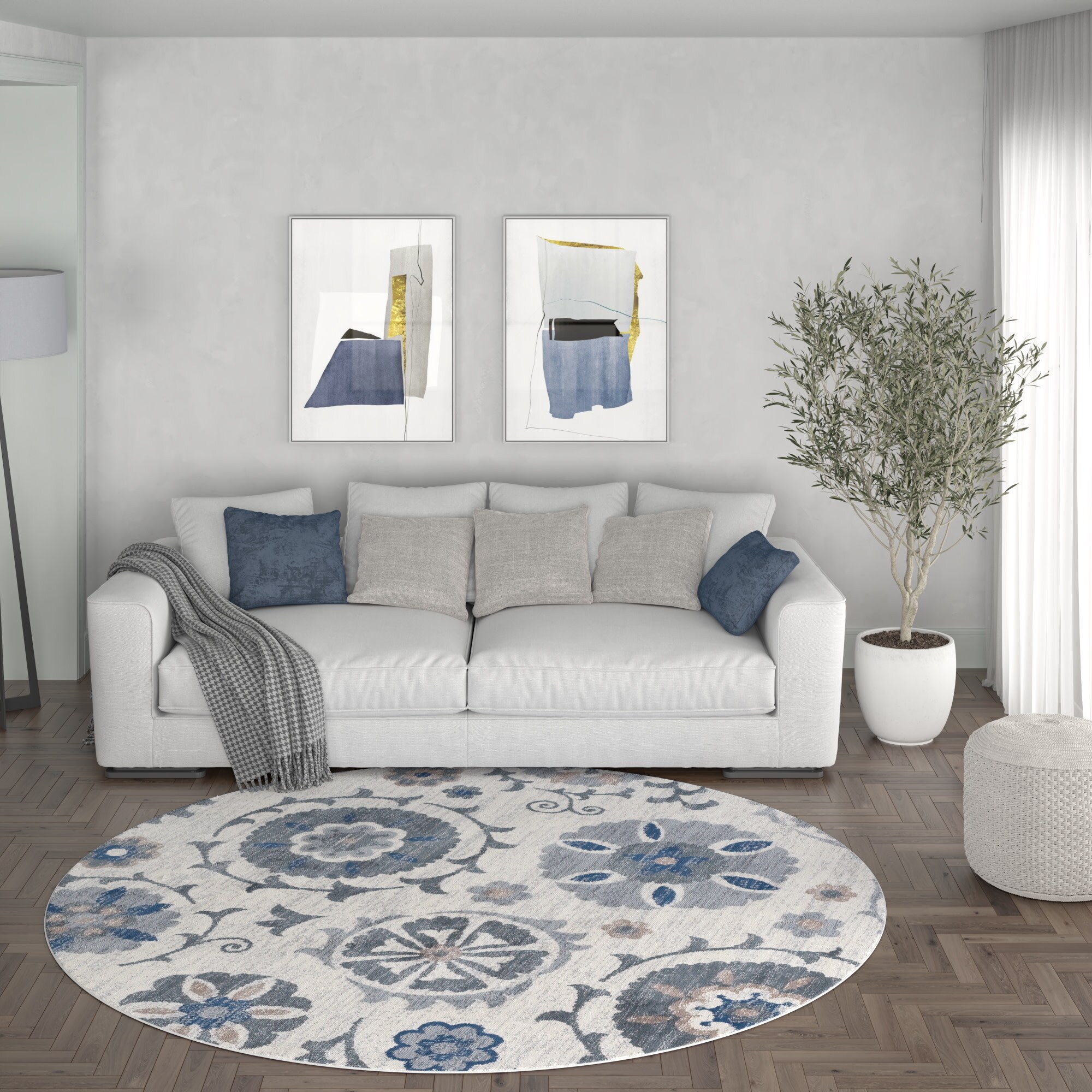 Tayse MDN3117 8RND Madison 8 X 8 (ft) Cream Round Indoor Area Rug