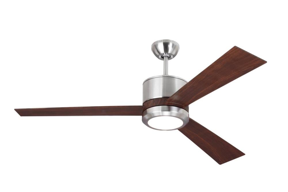 Monte Carlo 3VNR52BSD-V1 Vision 52-in Brushed Steel Integrated LED Indoor Ceiling Fan with Light and Remote (3-Blade)