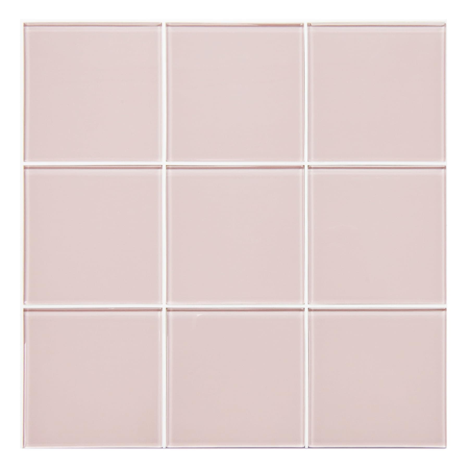 Misopily  Pink Peel and Stick Backsplash Glass Tile with Frame Square Mosaic Wall Tiles for Kitchen Bathroom 12 by 12 Inches 5 Sheets 5 Square
