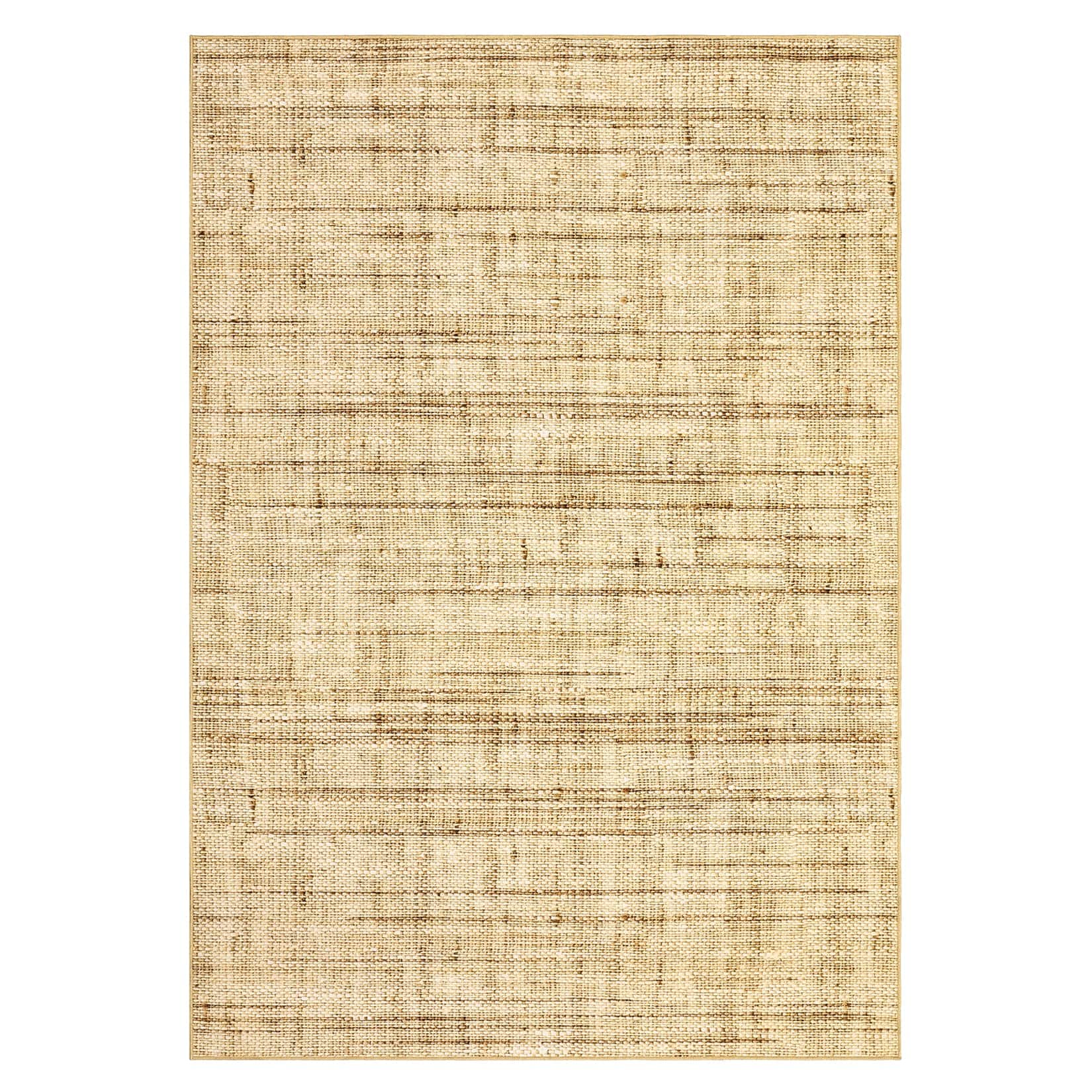 Qeetex LSN-PHO-16NW0GSU 10 x 13 ft Polyester Terry Dark Yellow Rectangular Hallway Bathroom Entryway Kitchen Office Foldable Line Printed Modern Washable Area Rug