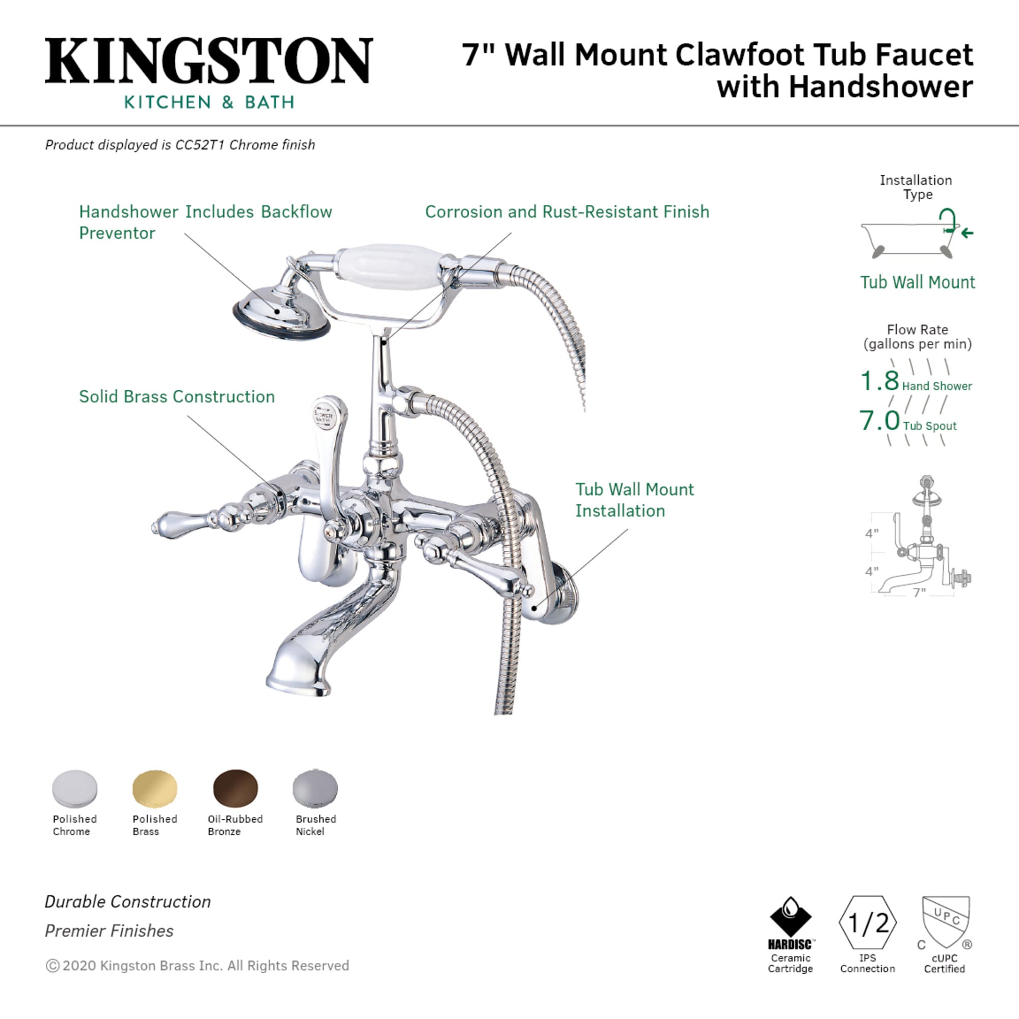 Kingston Brass WLCC52T1 Roman-Tub-Faucets - View #2