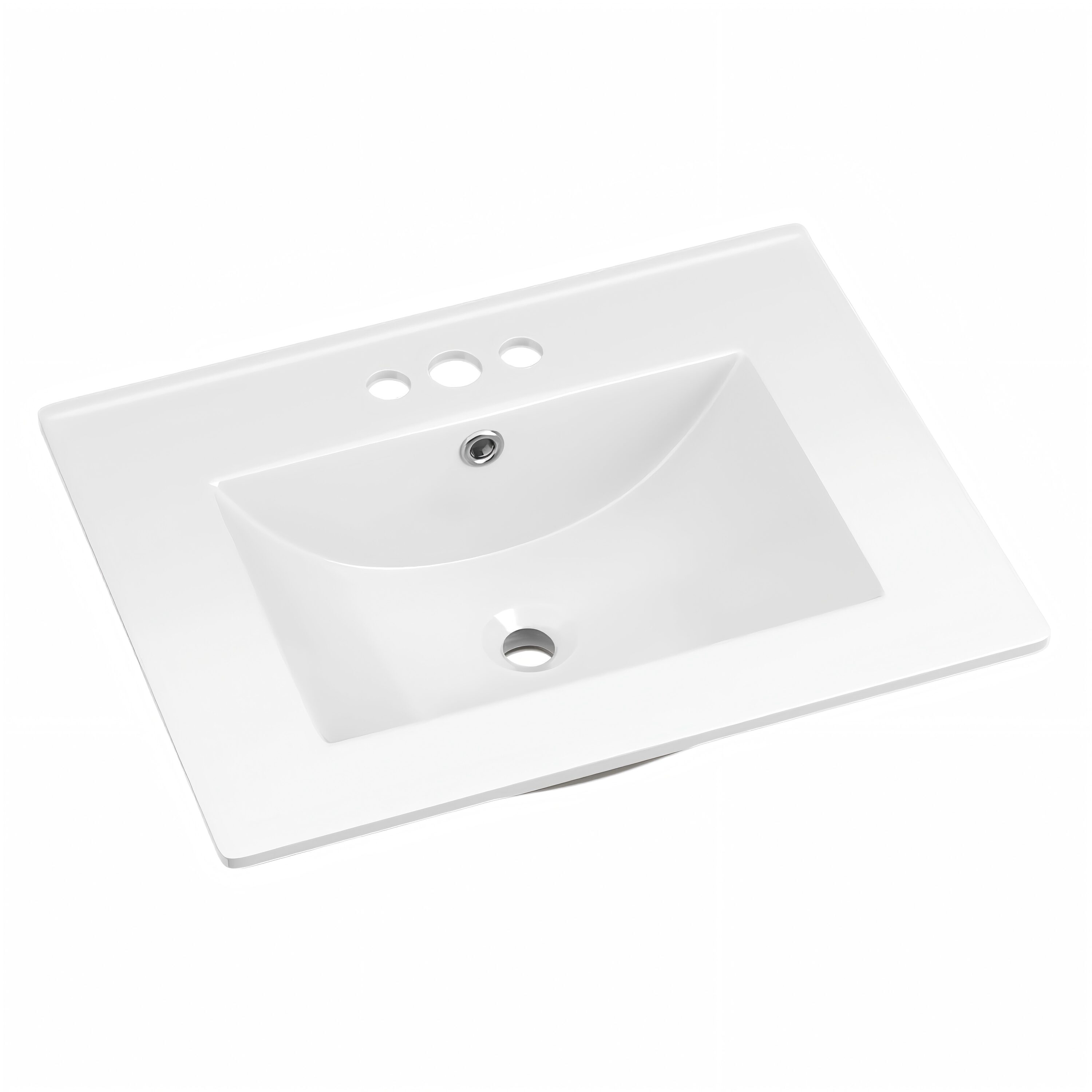 LOVMOR SF-R-XSP-24 24 in. W x 18.31 in. D Ceramic Vanity Top with Three Holes in White