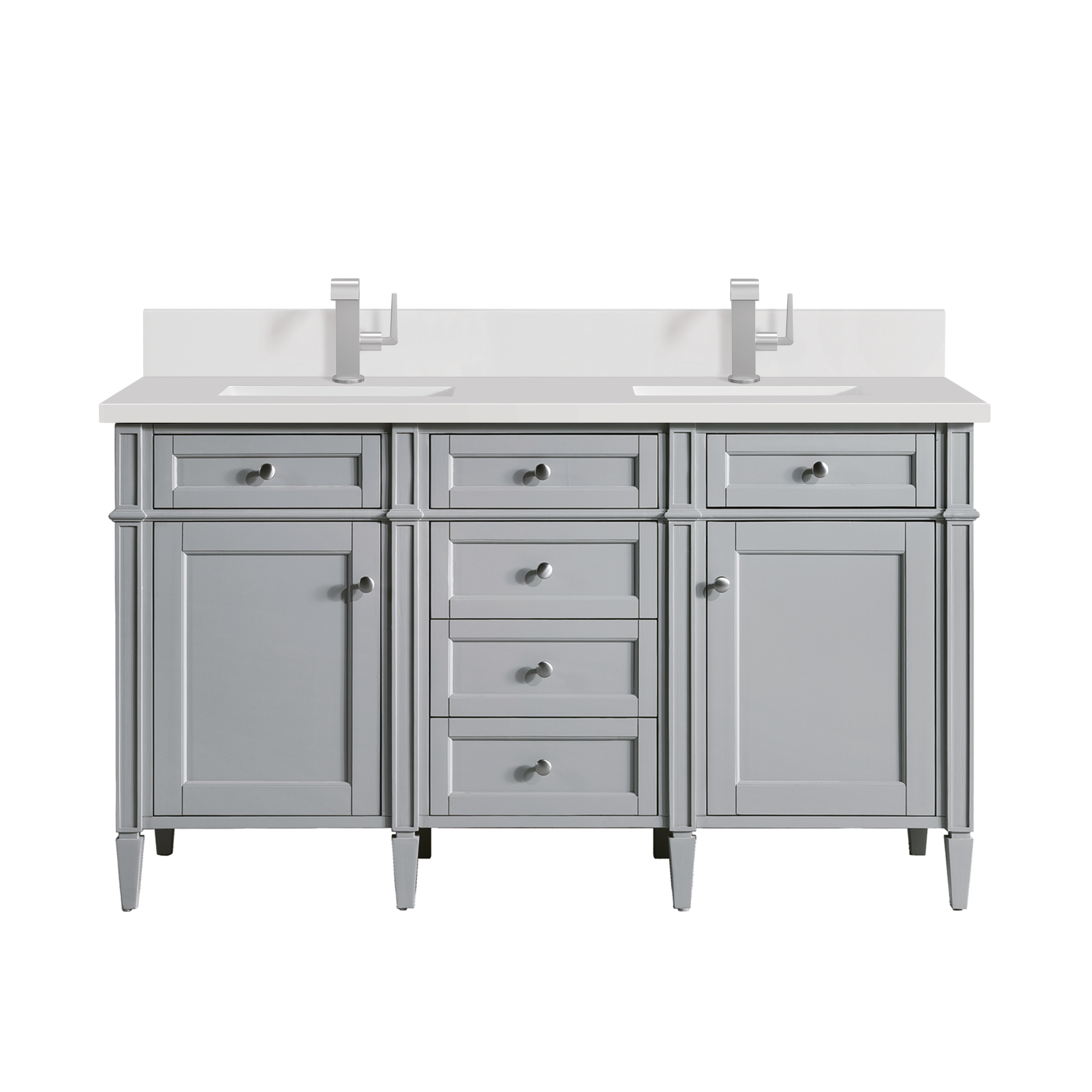 James Martin Vanities 650-V60D-UGR-1WZ Brittany 60-in Urban Gray Undermount Double Sink Bathroom Vanity with White Zeus Quartz Top