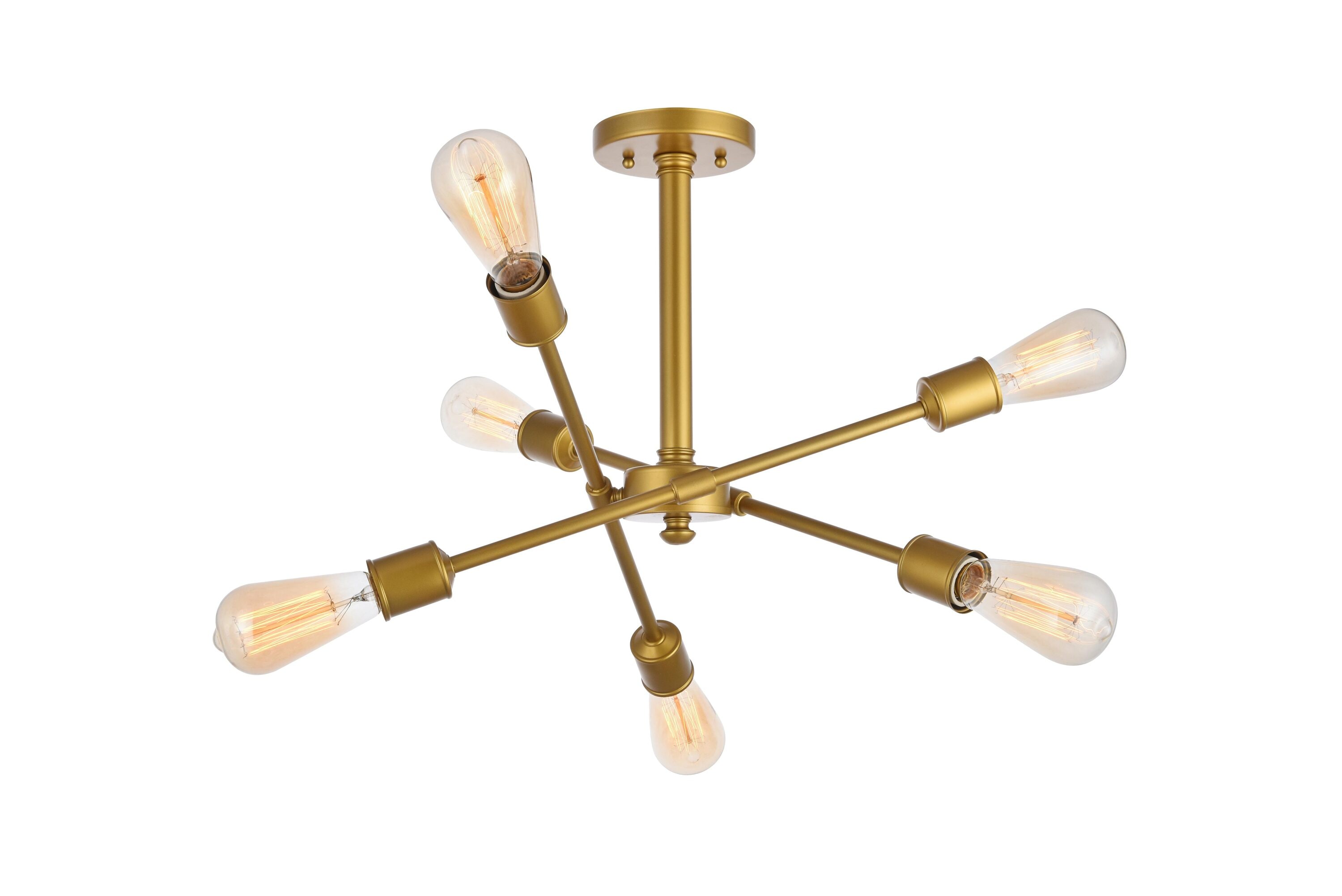 Elegant Decor Home Furnishing 17.1-in Brass Indoor 6 -Light Flush Mount Light