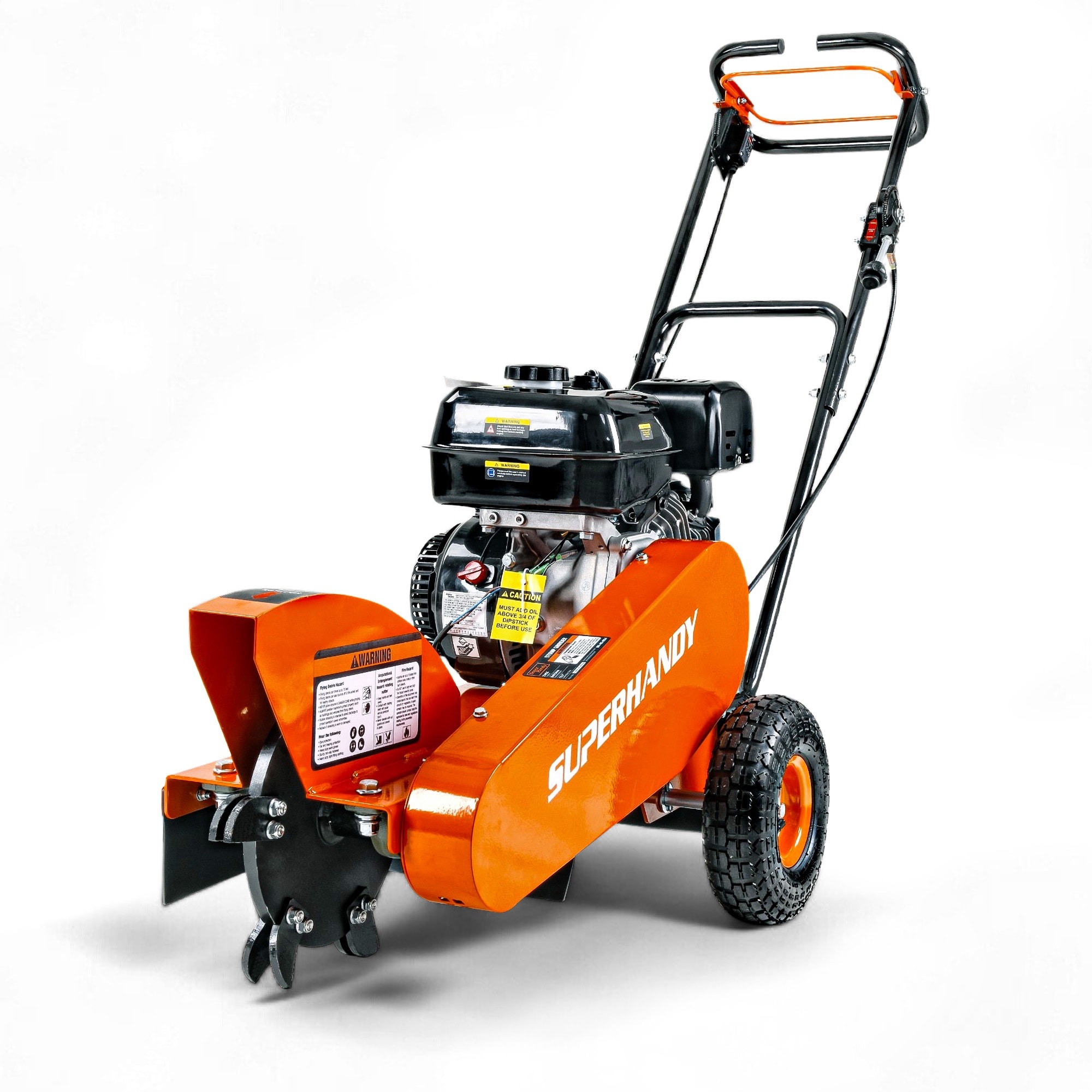 SuperHandy GUO110 Gas Powered Stump Grinder 9HP Direct Belt Drive 12-in Grinder 6 Carbide Teeth