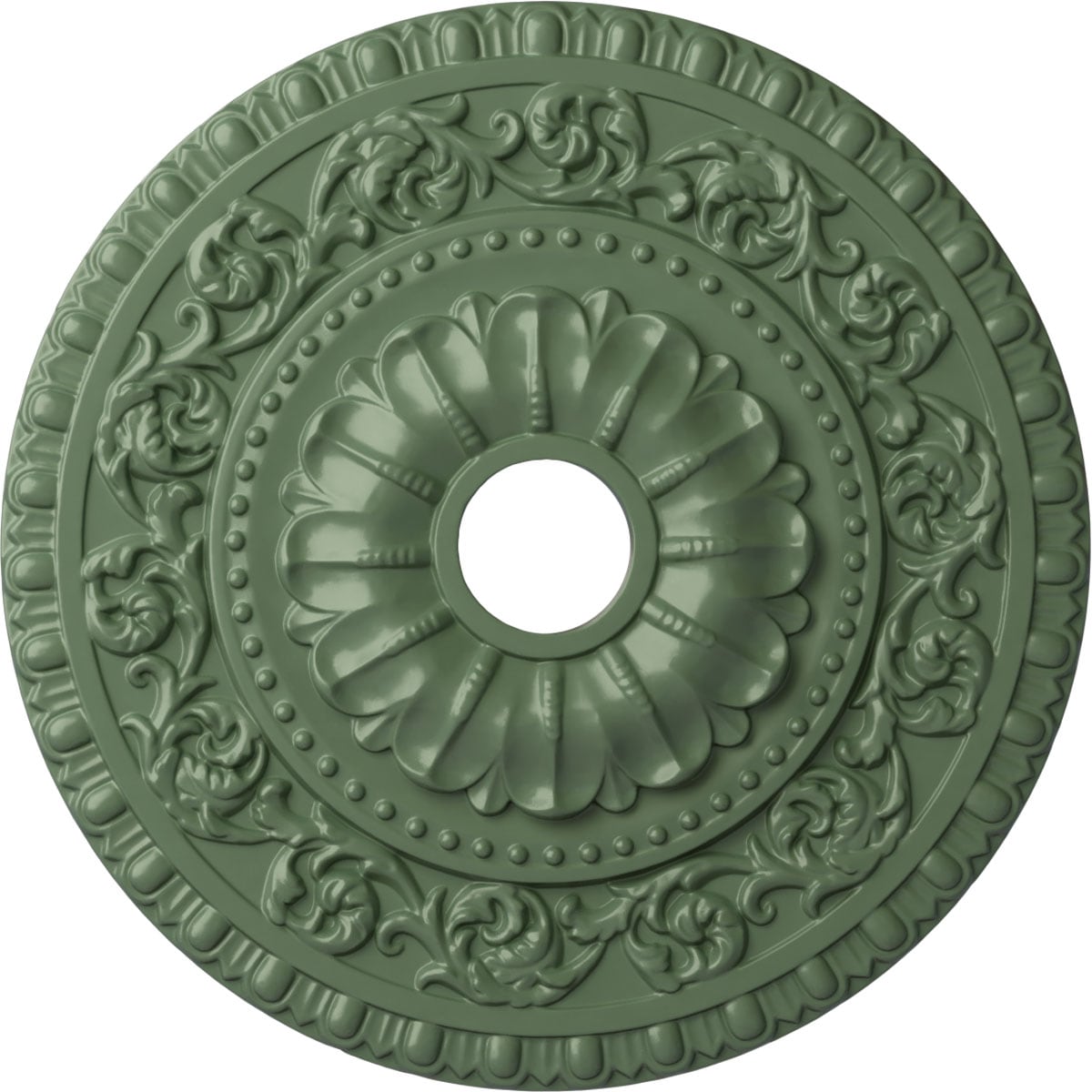 Ekena Millwork CM23VAAGF Vaduz 23.5-in W x 23.5-in L Painted Athenian Green Polyurethane Whole Ceiling Medallion