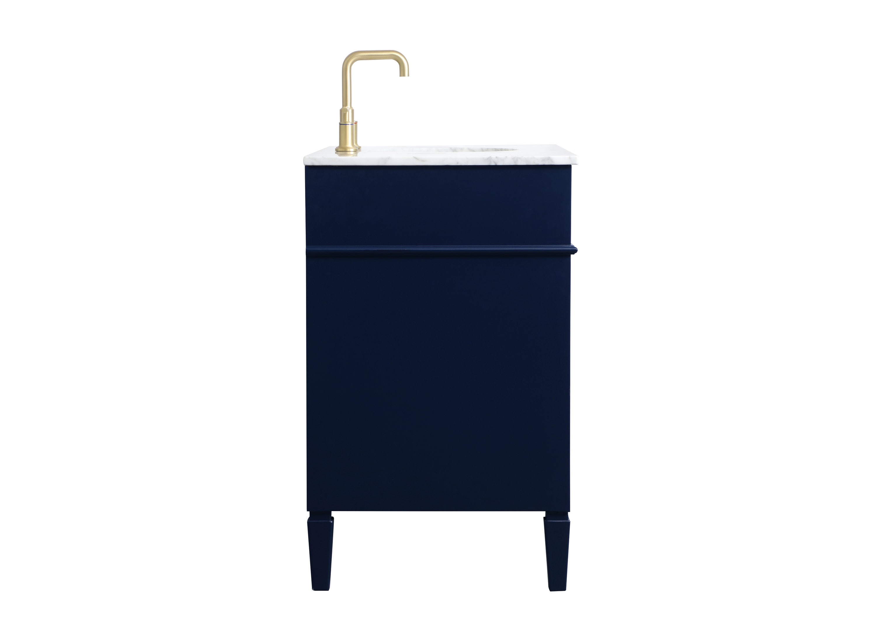 Blue Solid Wood MDF Marble Single Bathroom Vanity with Gold Hardware