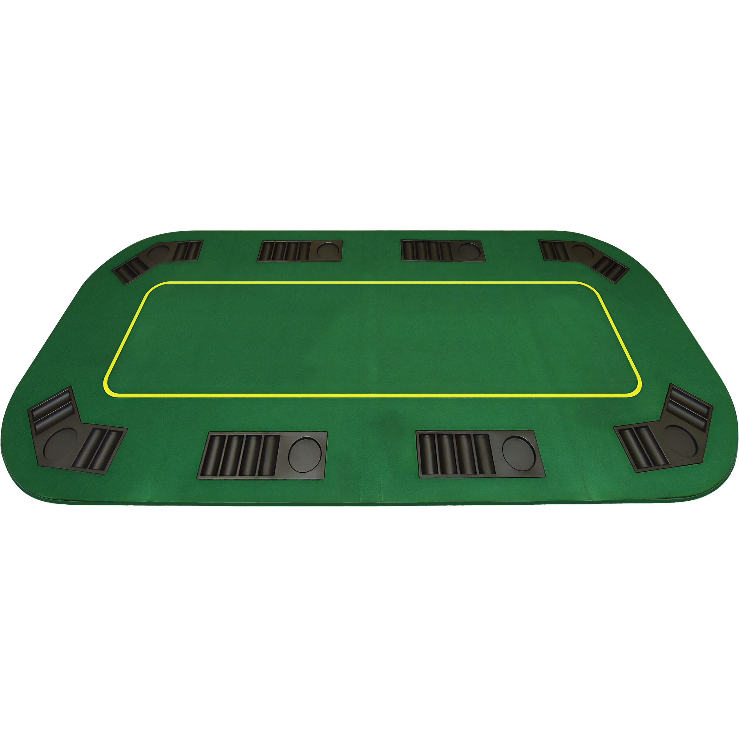 Green Oval 8-Player Folding Poker Table Topper with Chip Trays