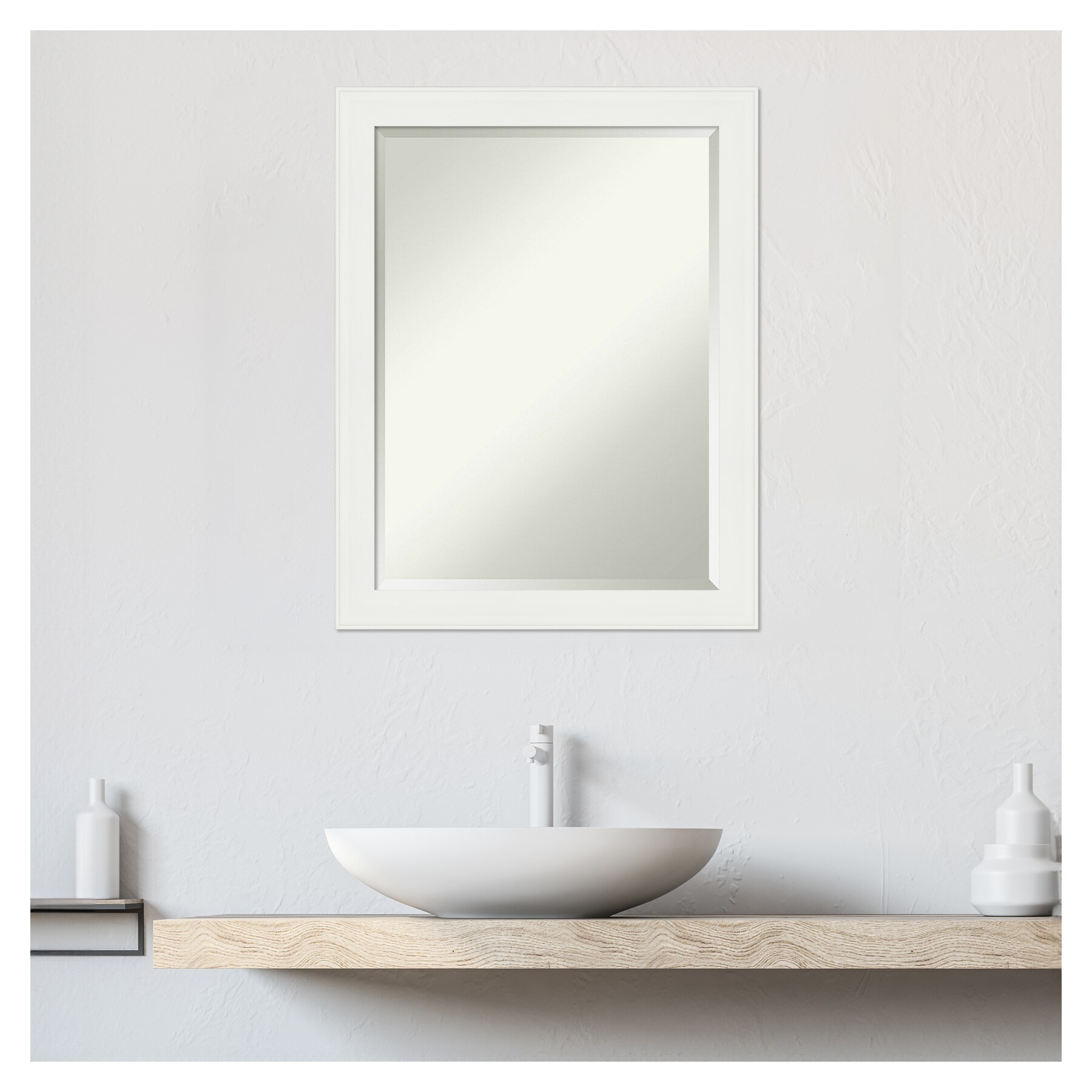 White Matte Rectangular Wall Mounted Bath Mirror