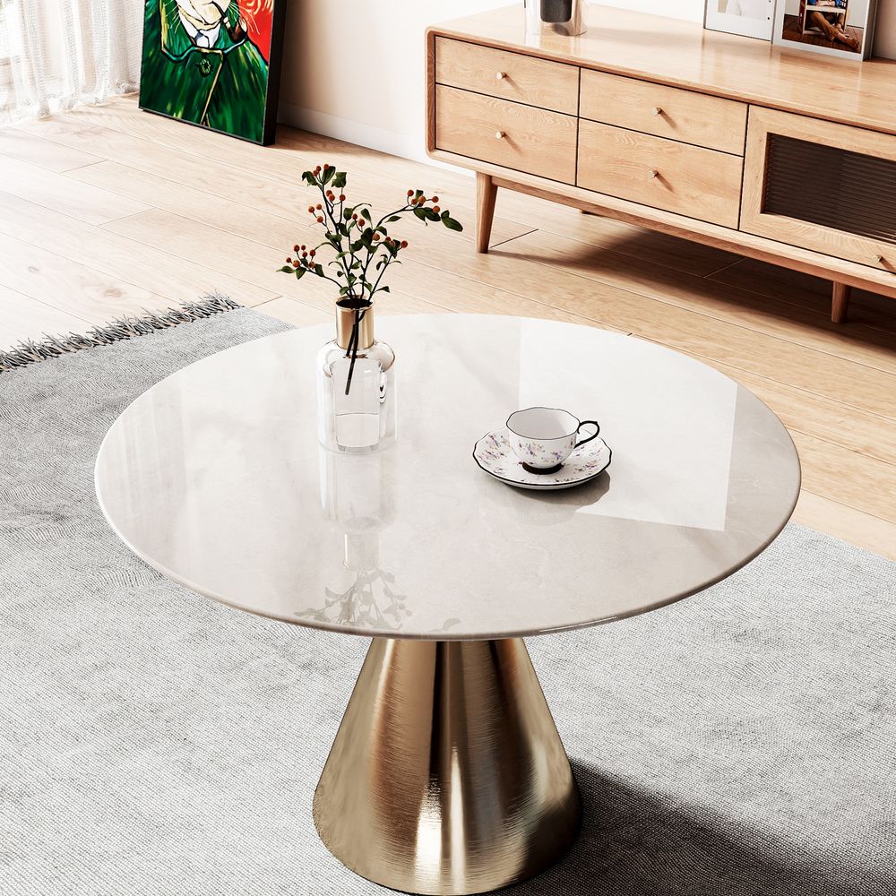 Blisstyle - 32Inchinch Round Tempered Glass Table Top With Marble Design Diy Replacementandcover ...