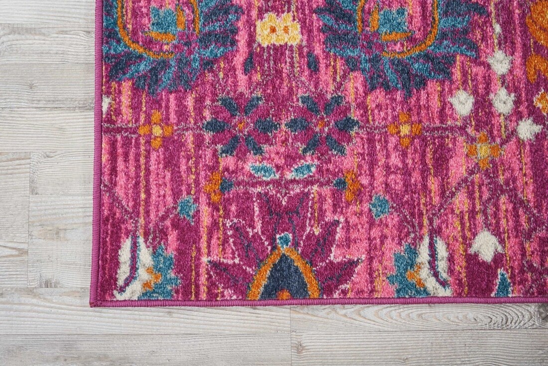 HomeRoots 8 X 10 (ft) Rag Fuchsia Indoor Floral Area Rug in the Rugs  department at