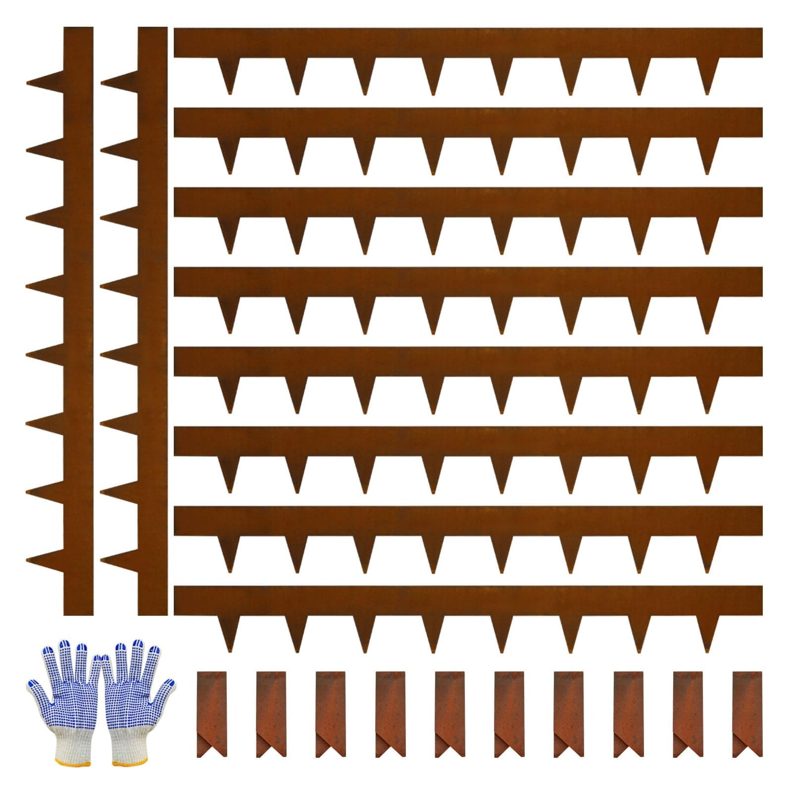 Phyfalip  Corten Steel Landscape Edging 4.5 in H x 40 in L 33FT Total Flexible Bendable Metal Lawn Edging 10 pcs No Dig Heavy Duty Border Strips