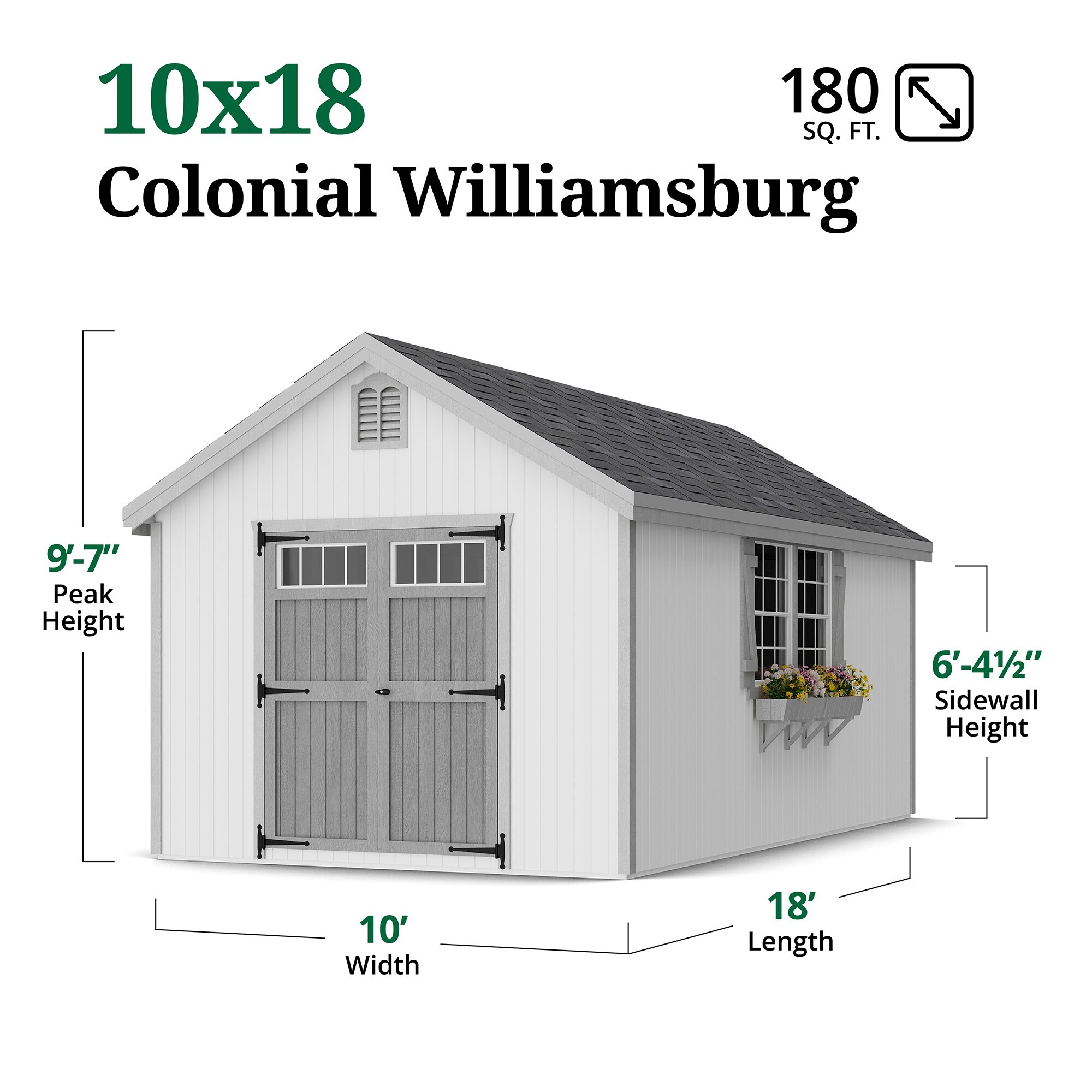Little Cottage Co 10X18 WCGS-PC Wood-Storage-Buildings - View #3