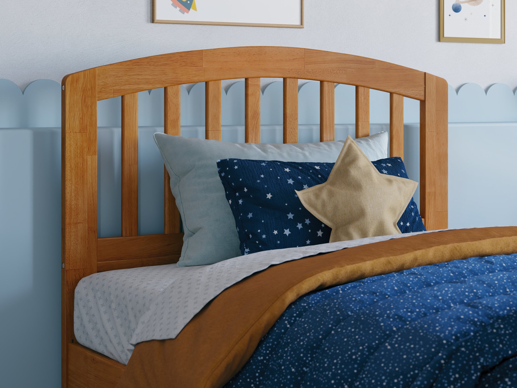 Light Toffee Twin Wood Platform Bed with Storage Drawers