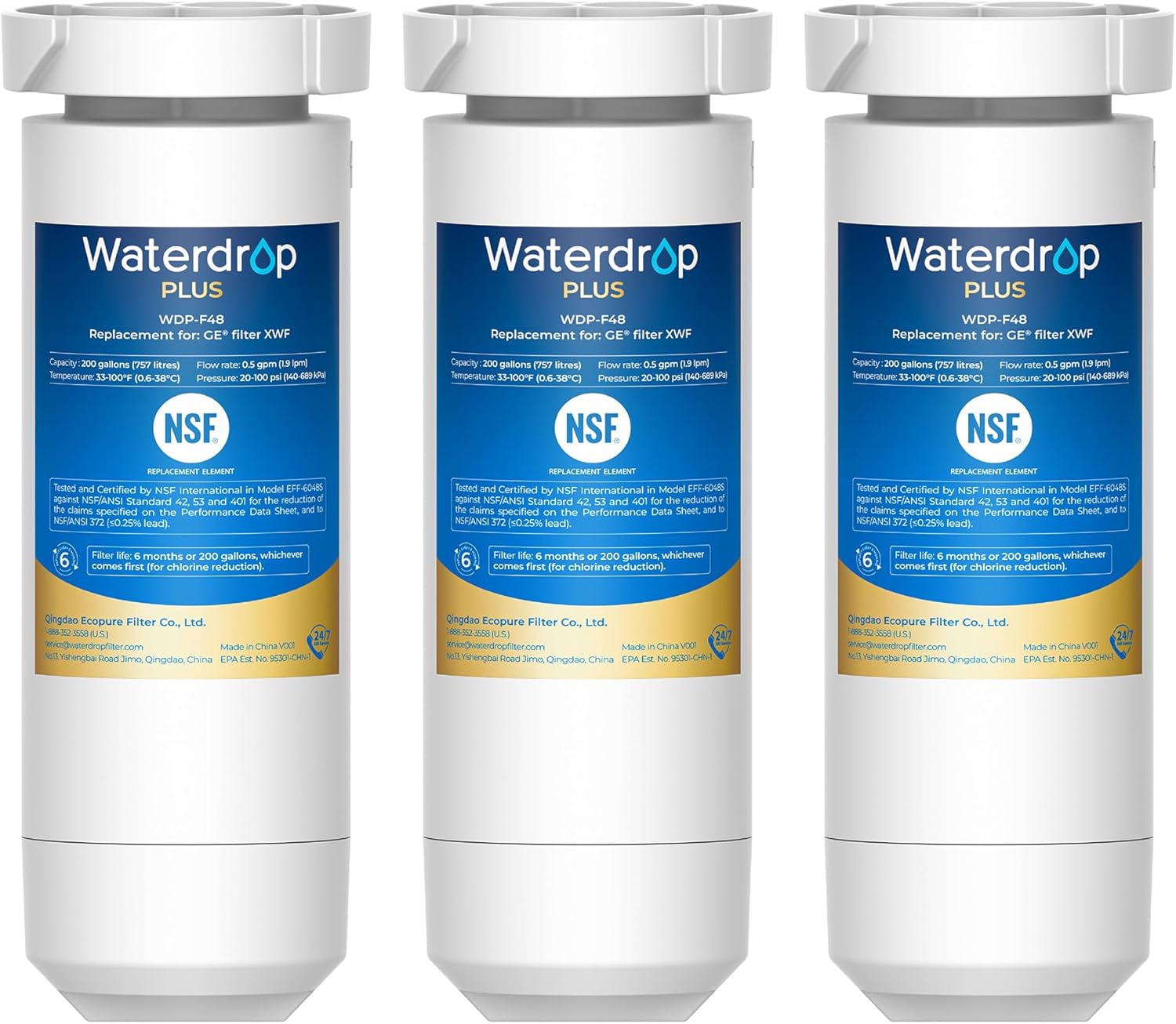 Waterdrop B-WDP-F48-3 refrigerator filter Whole House 6-Months Replacement Filter 3 -Pack