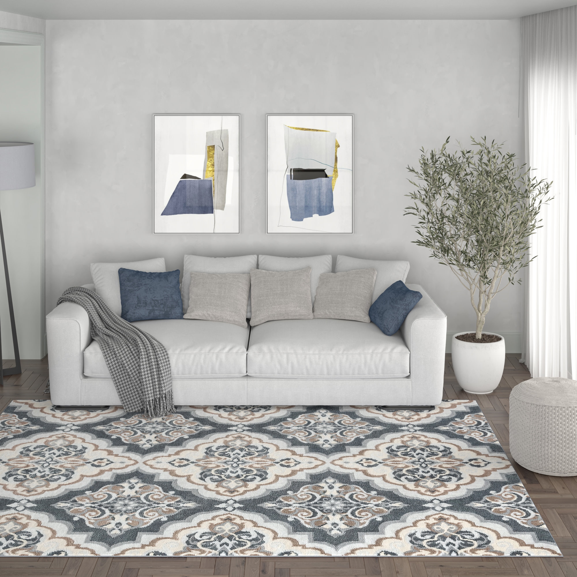 Tayse MDN4109 8X10 Madison 8 x 10 (ft) Loomed Polypropylene Gray Rectangular Indoor Area rug